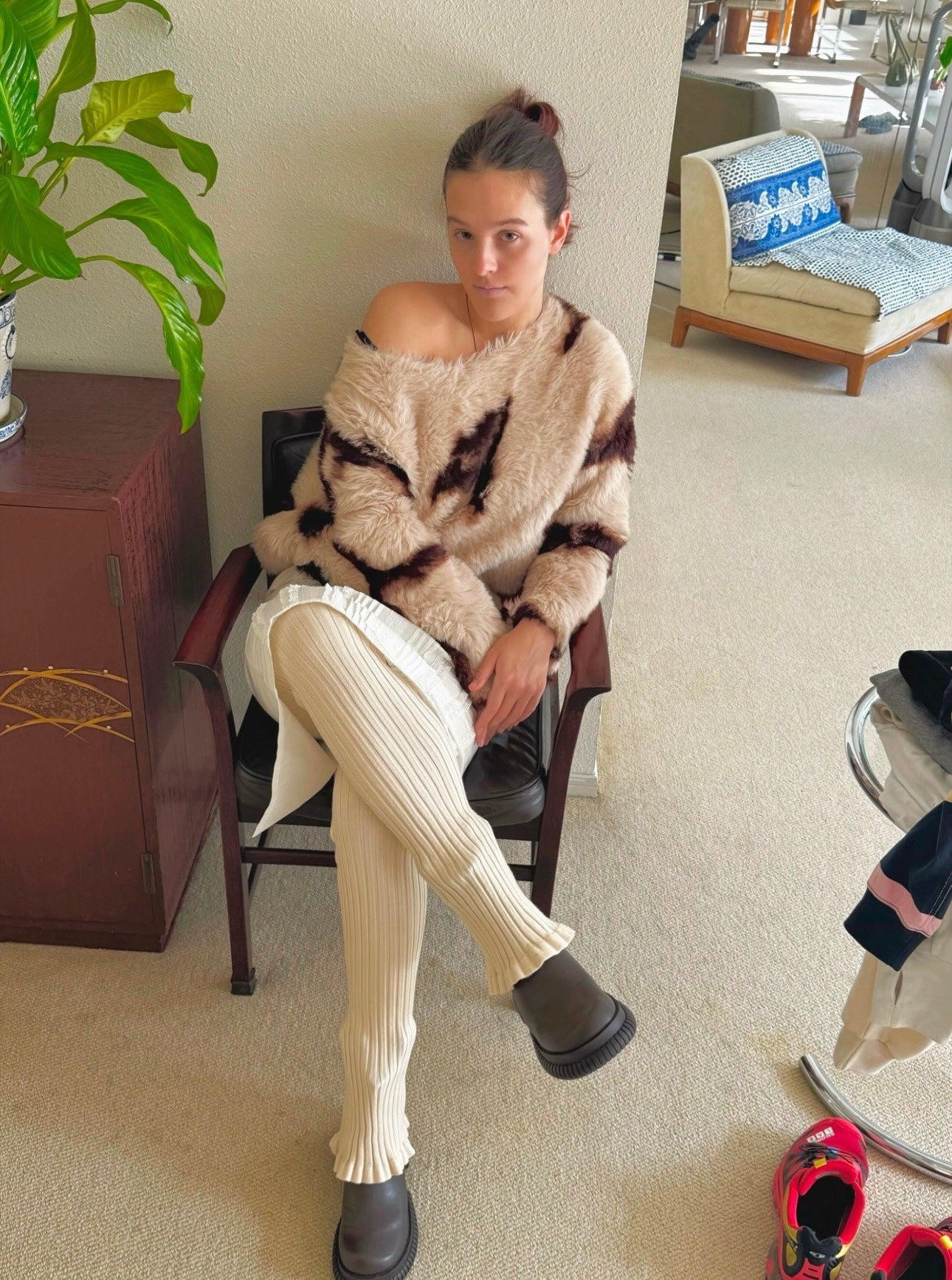Relax rib pants