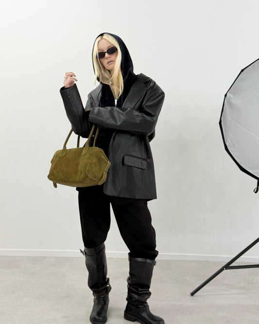 Oversized lether jacket