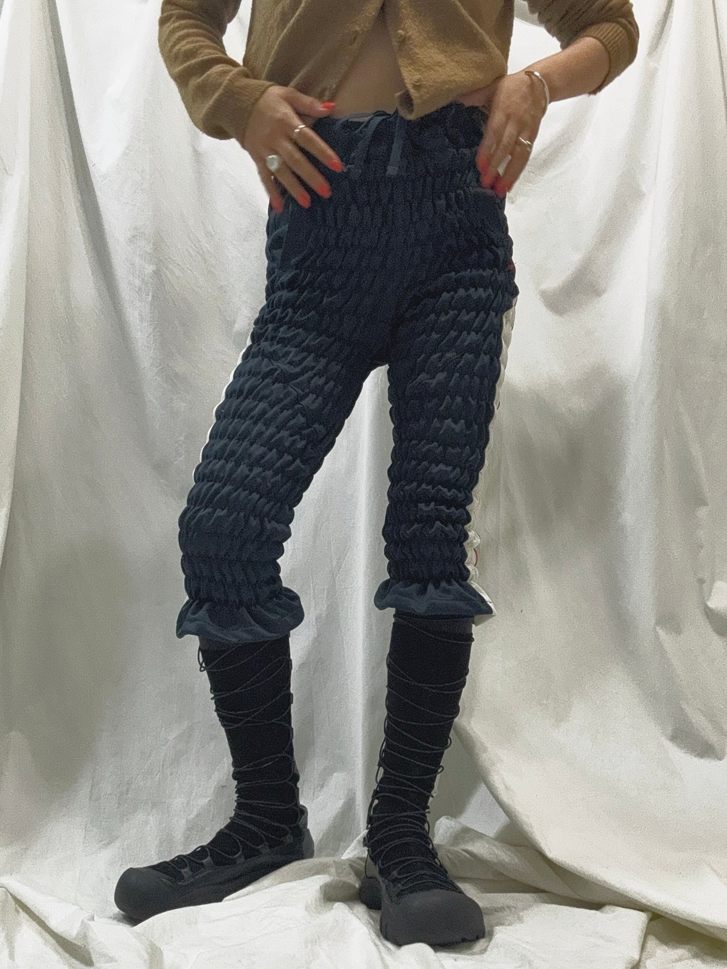 Gather jersey pants navy