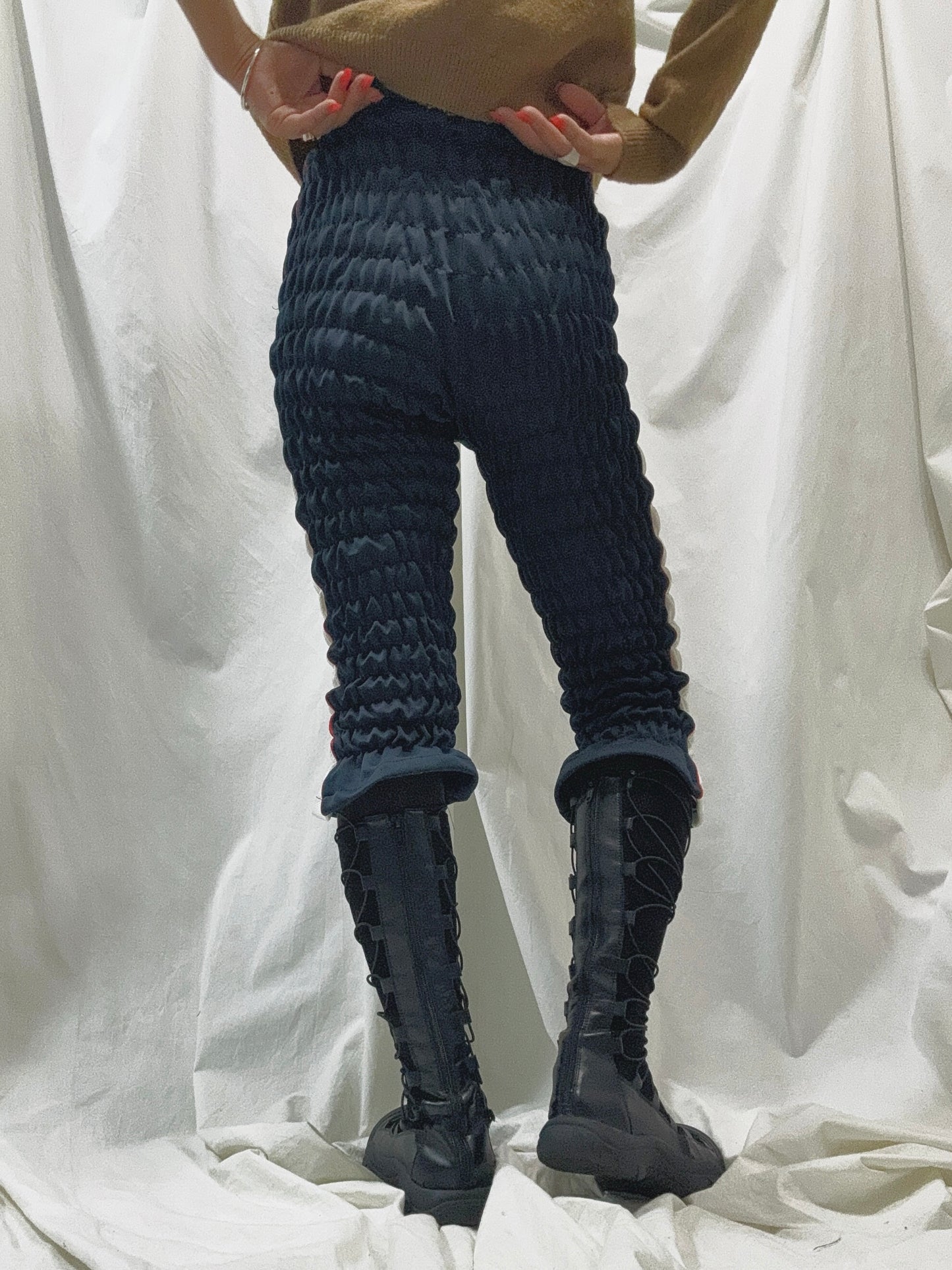 Gather jersey pants navy