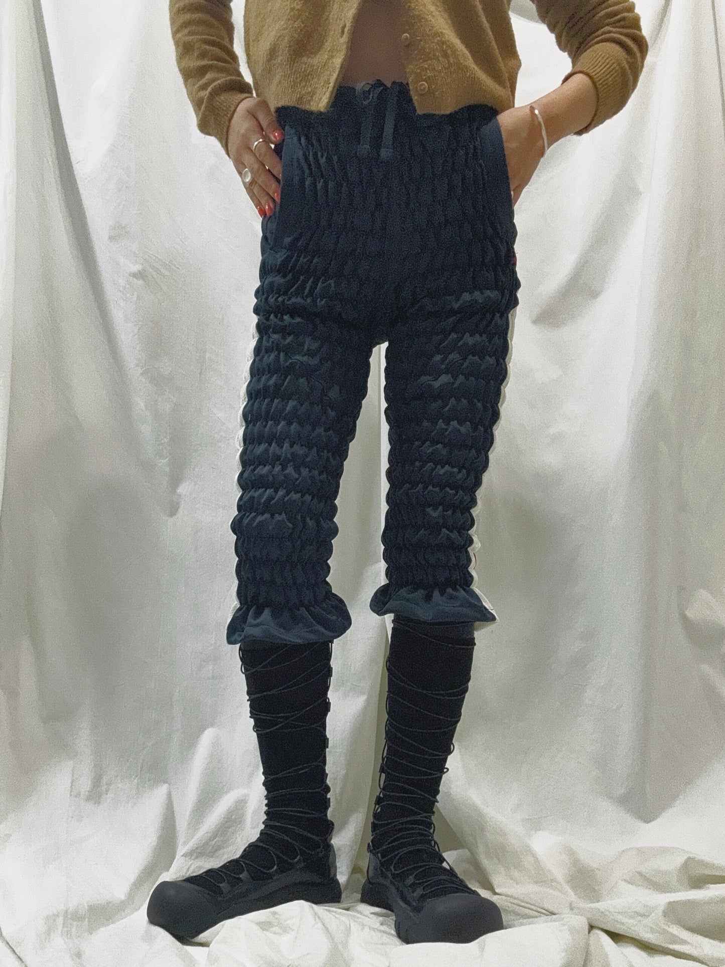 Gather jersey pants navy