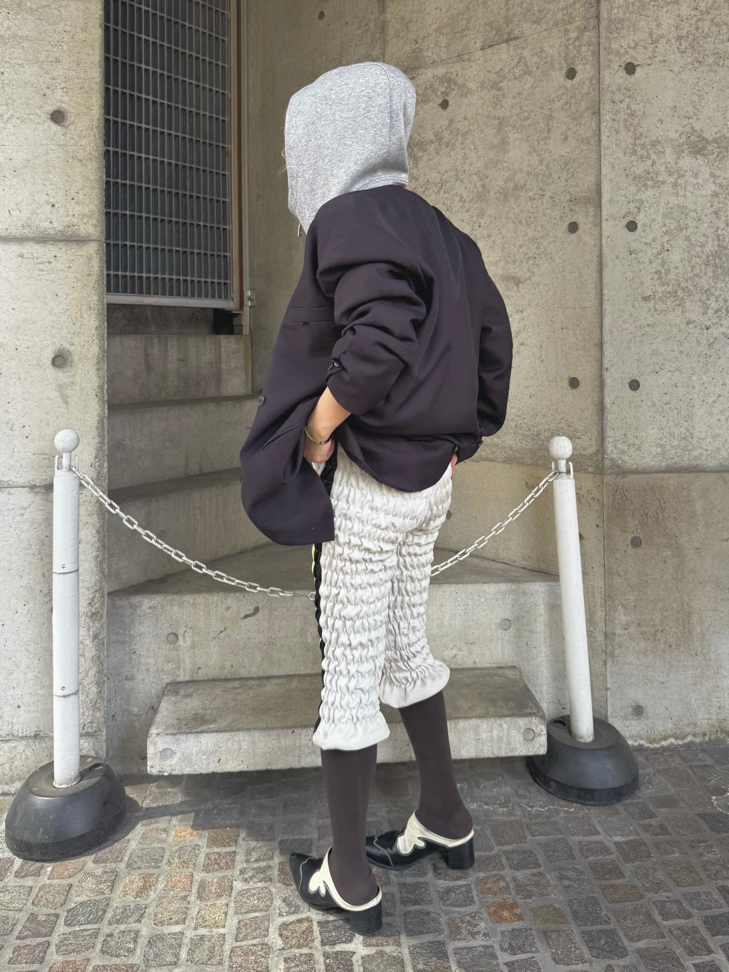 Gather jersey pants gray