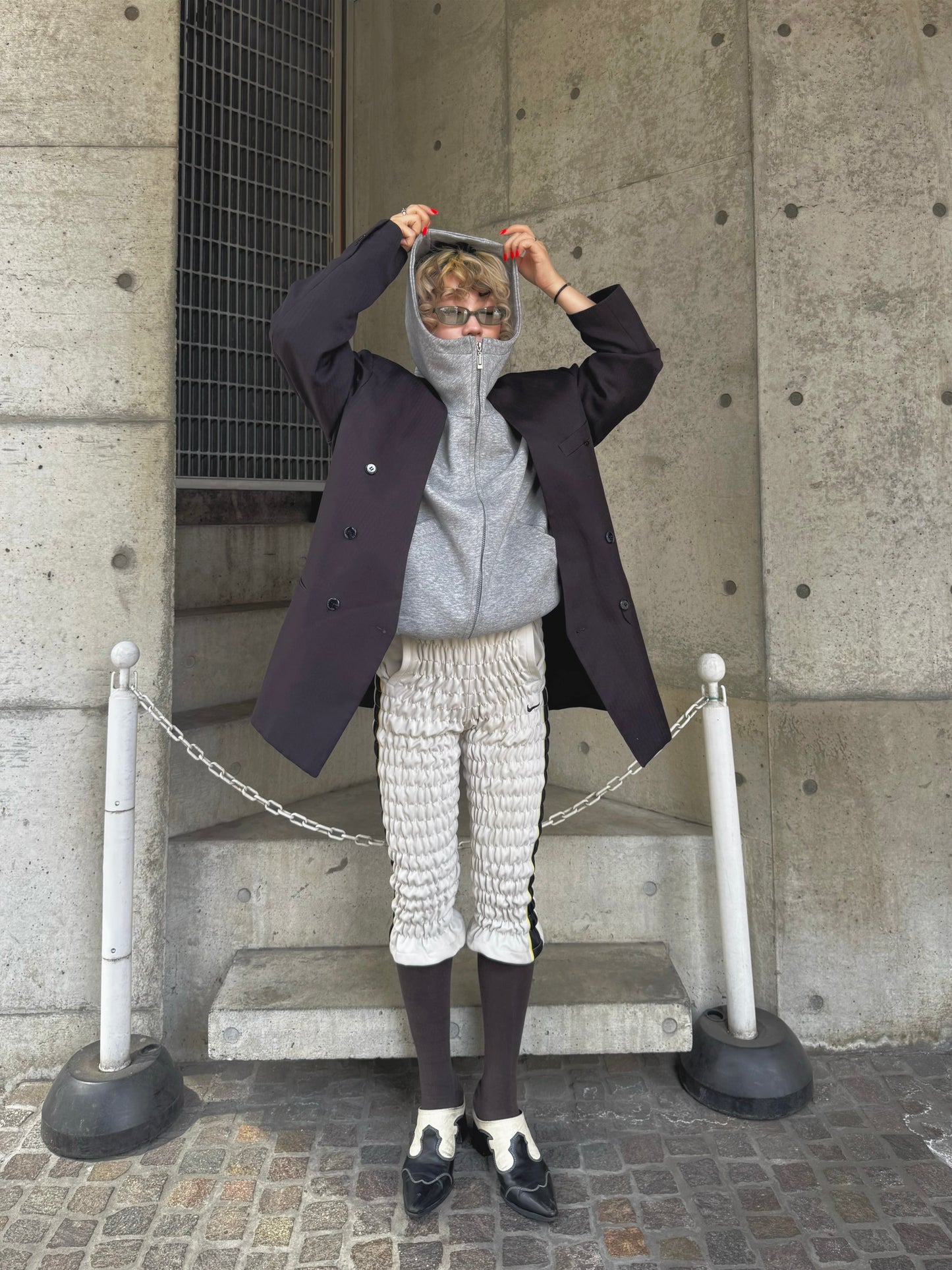 Gather jersey pants gray
