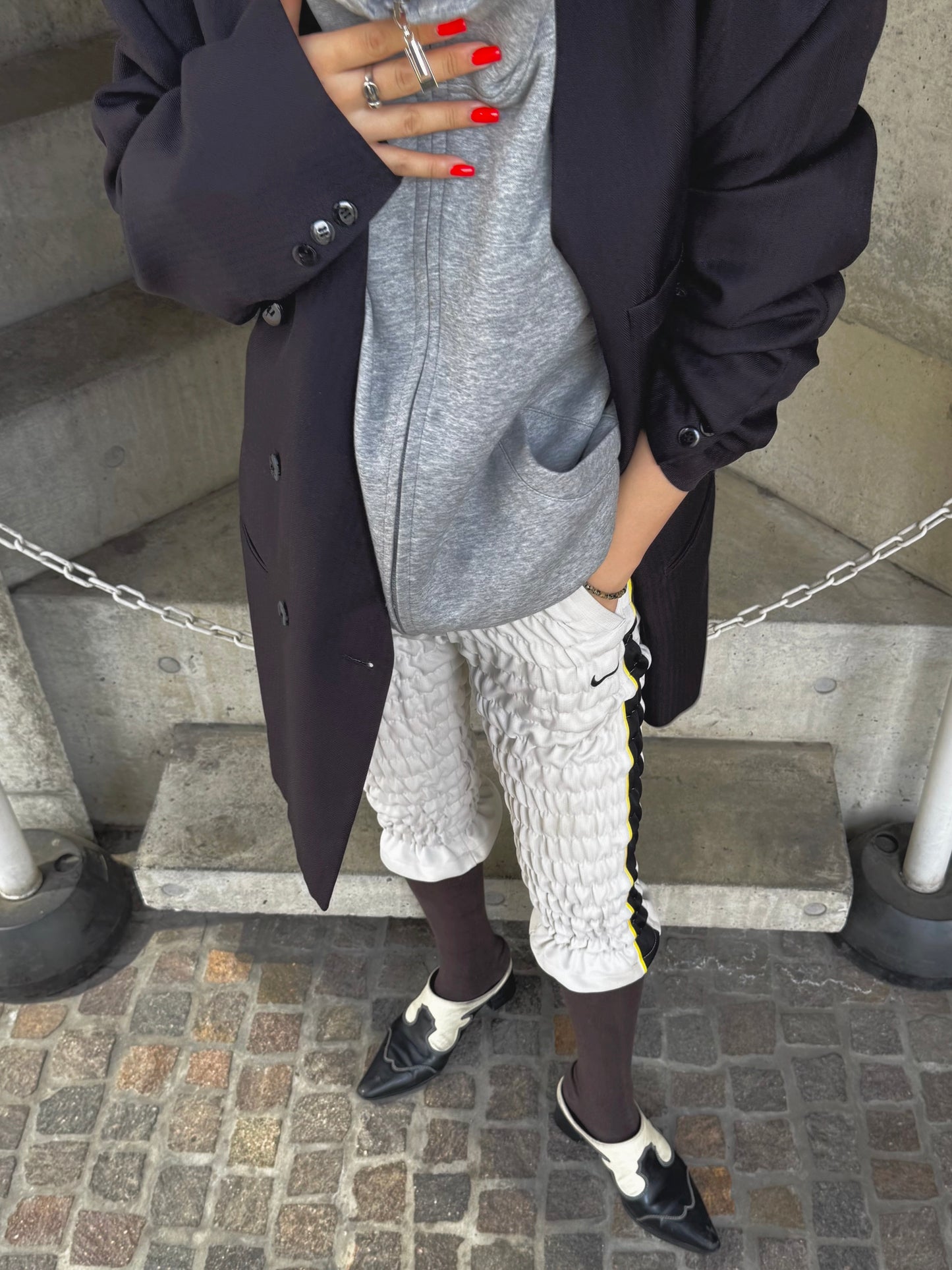 Gather jersey pants gray