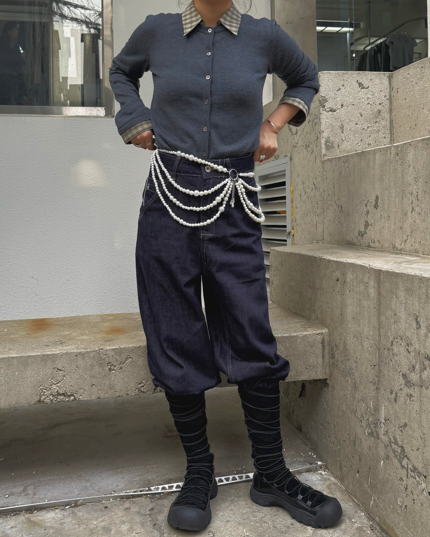 Lace up long boots