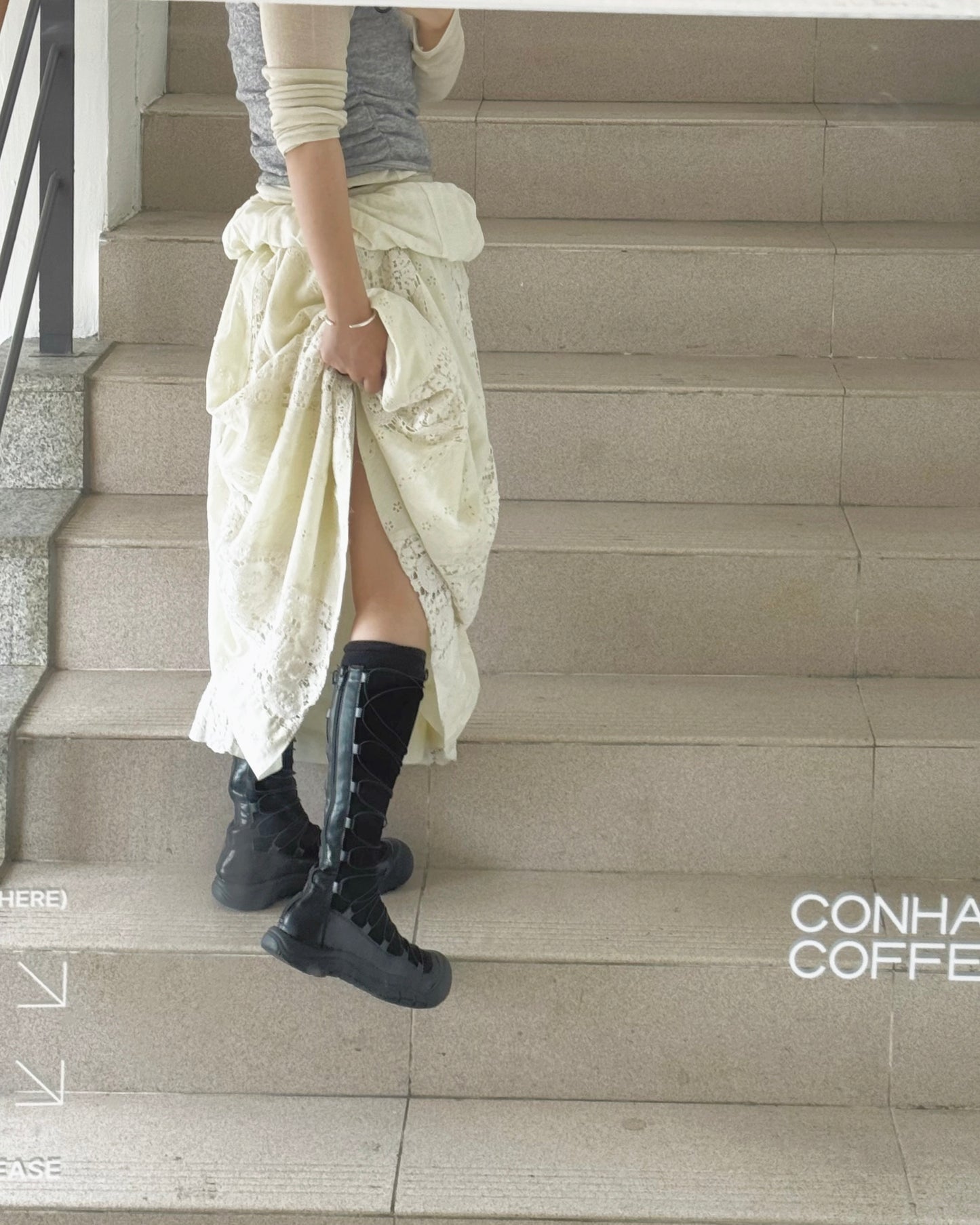 Lace up long boots