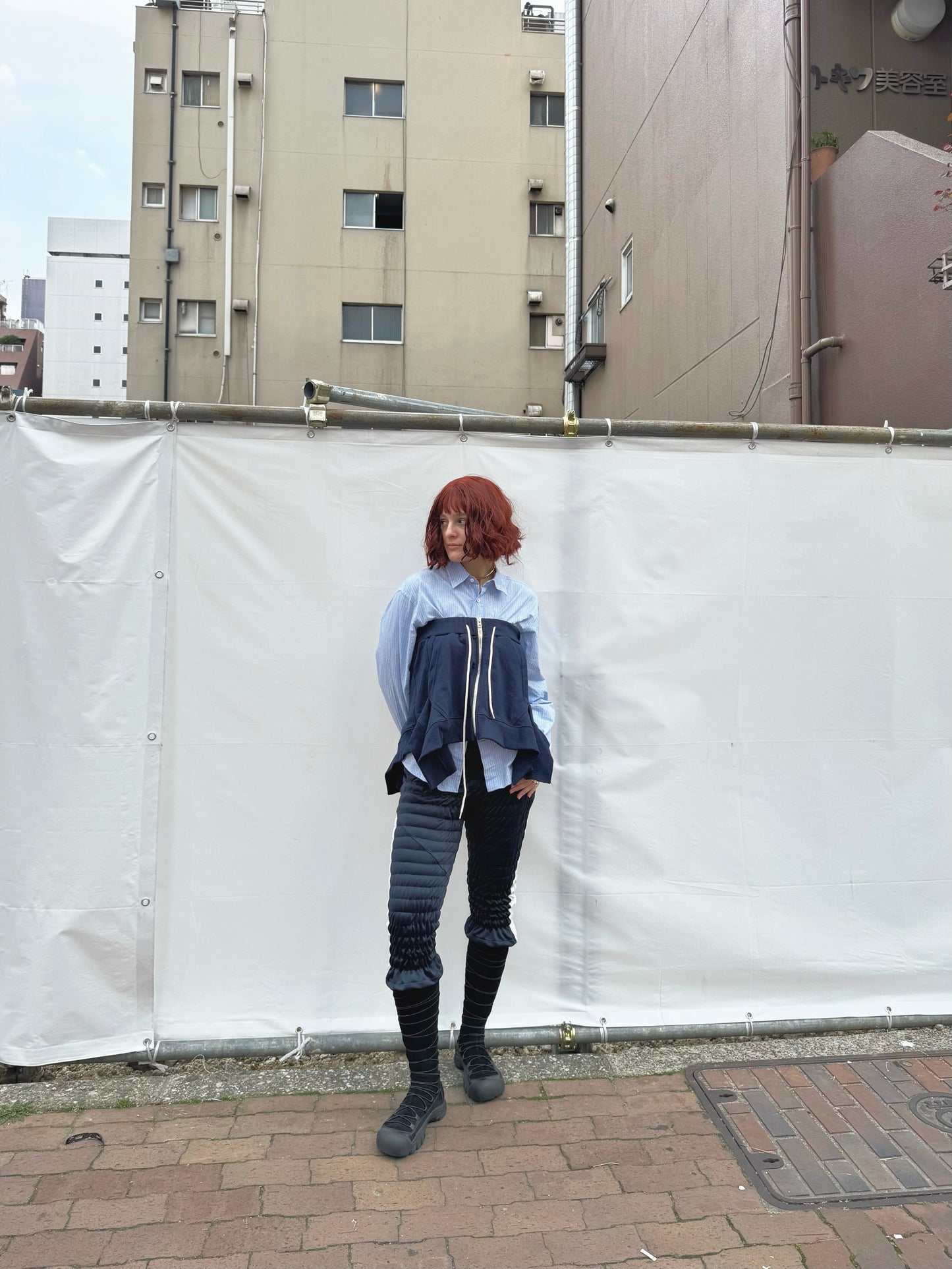 Gather jersey pants navy