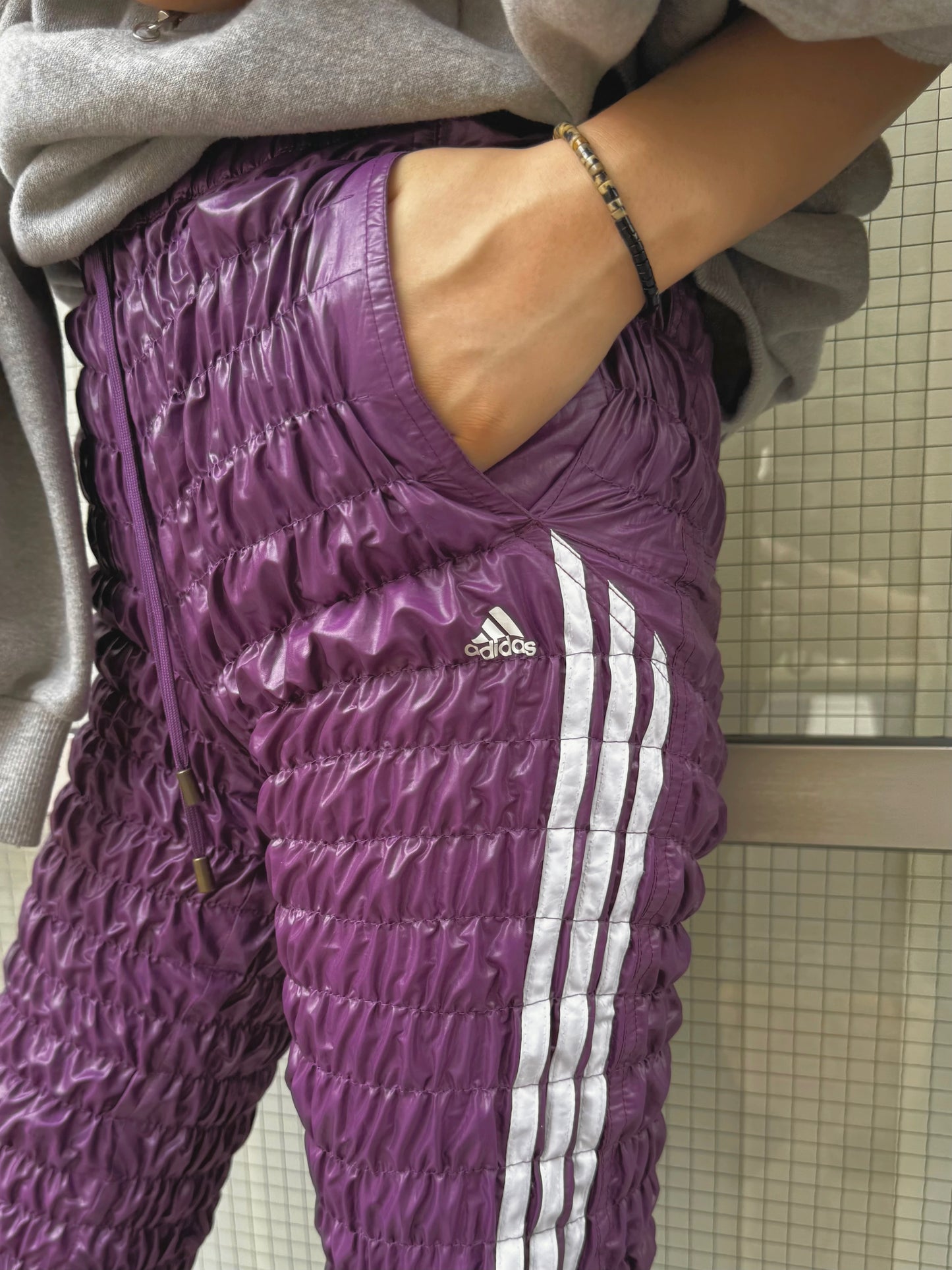 Gather jersey pants purple