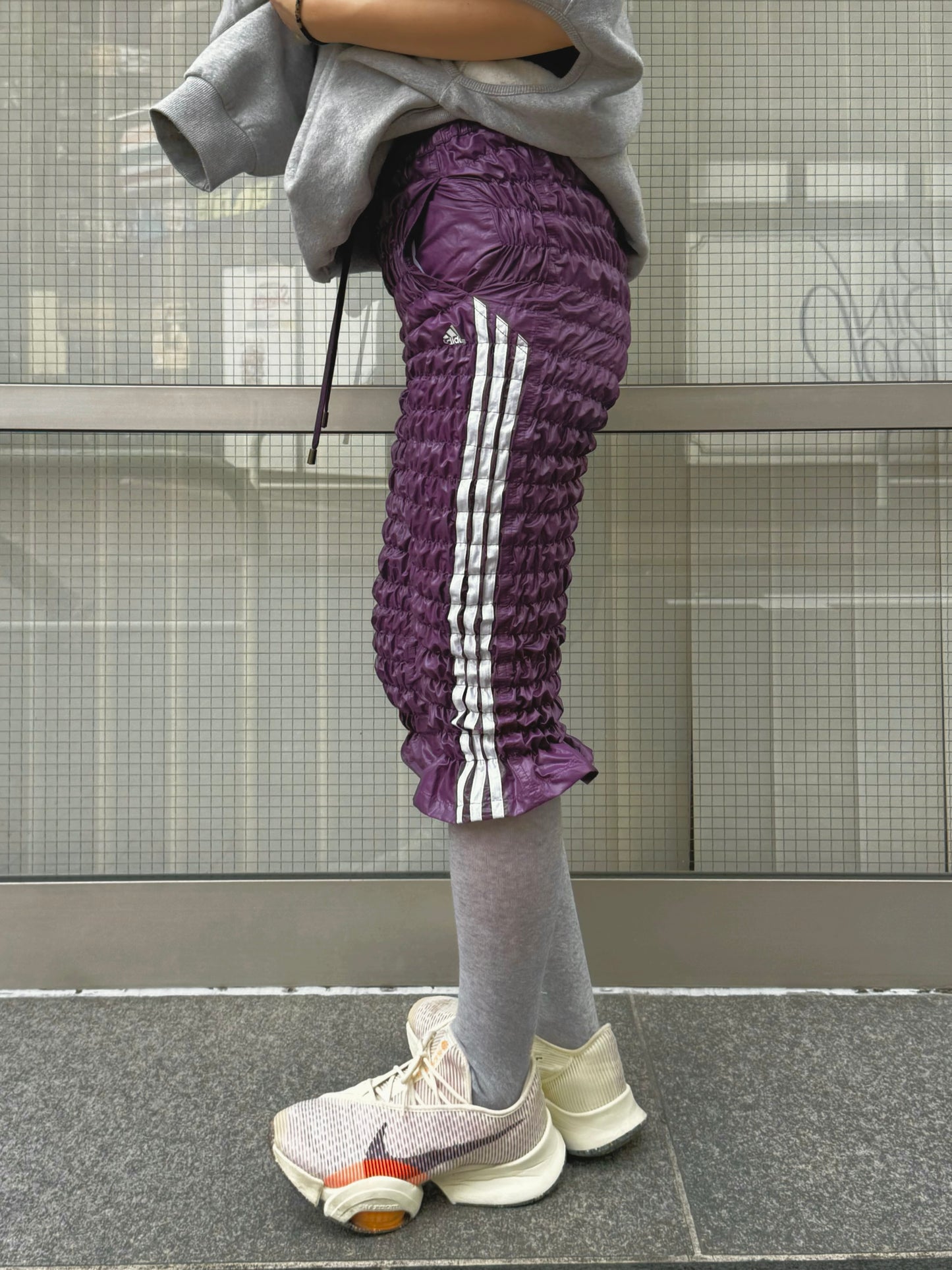 Gather jersey pants purple