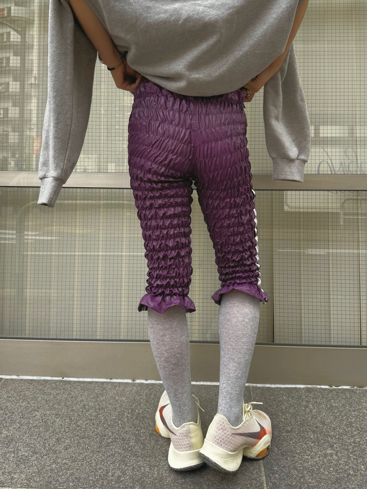 Gather jersey pants purple