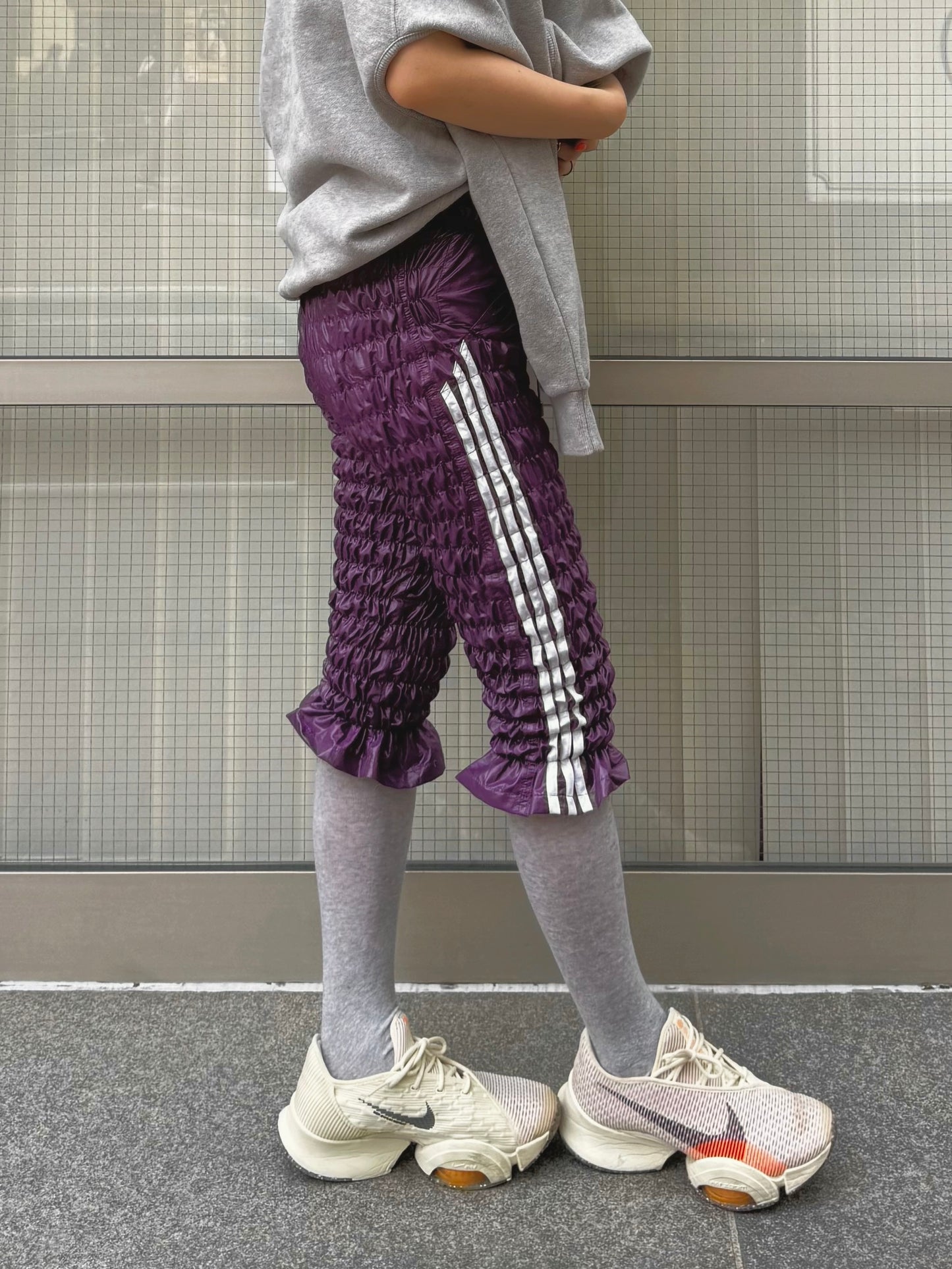 Gather jersey pants purple