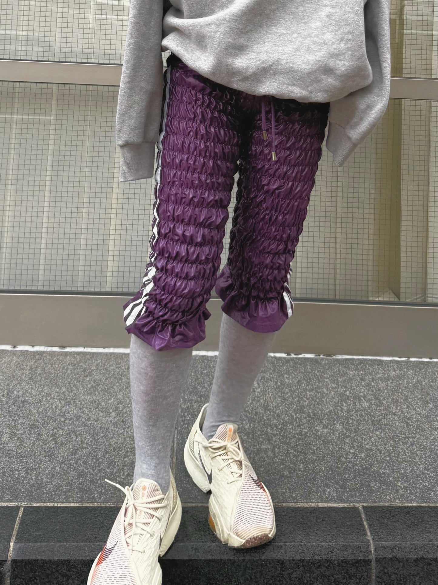Gather jersey pants purple