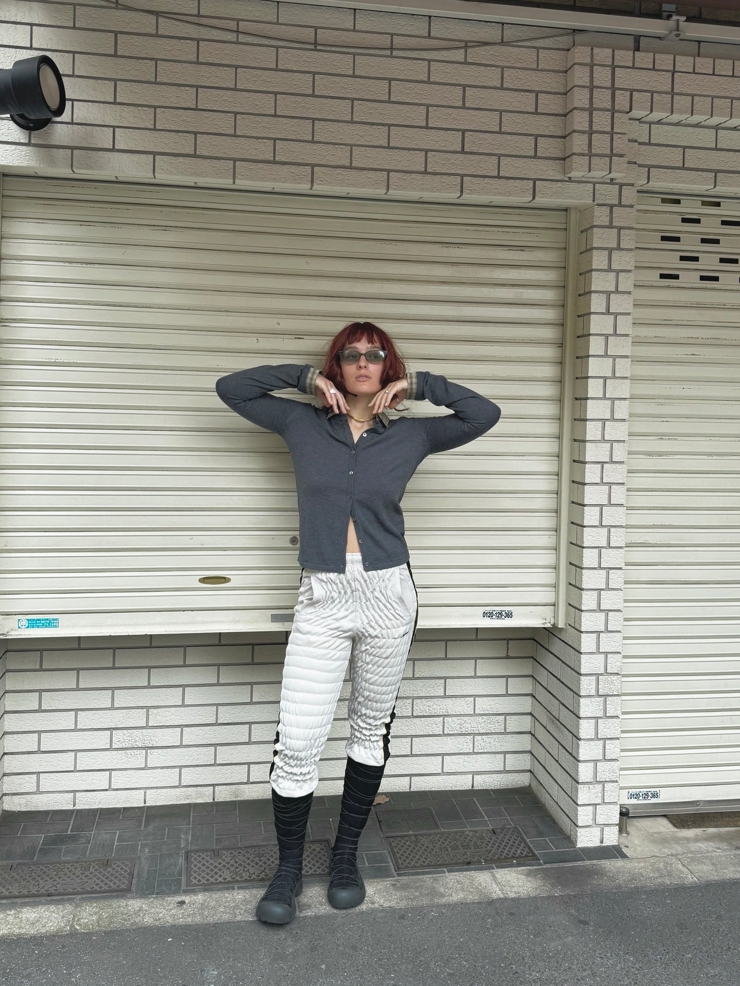 Gather jersey pants gray