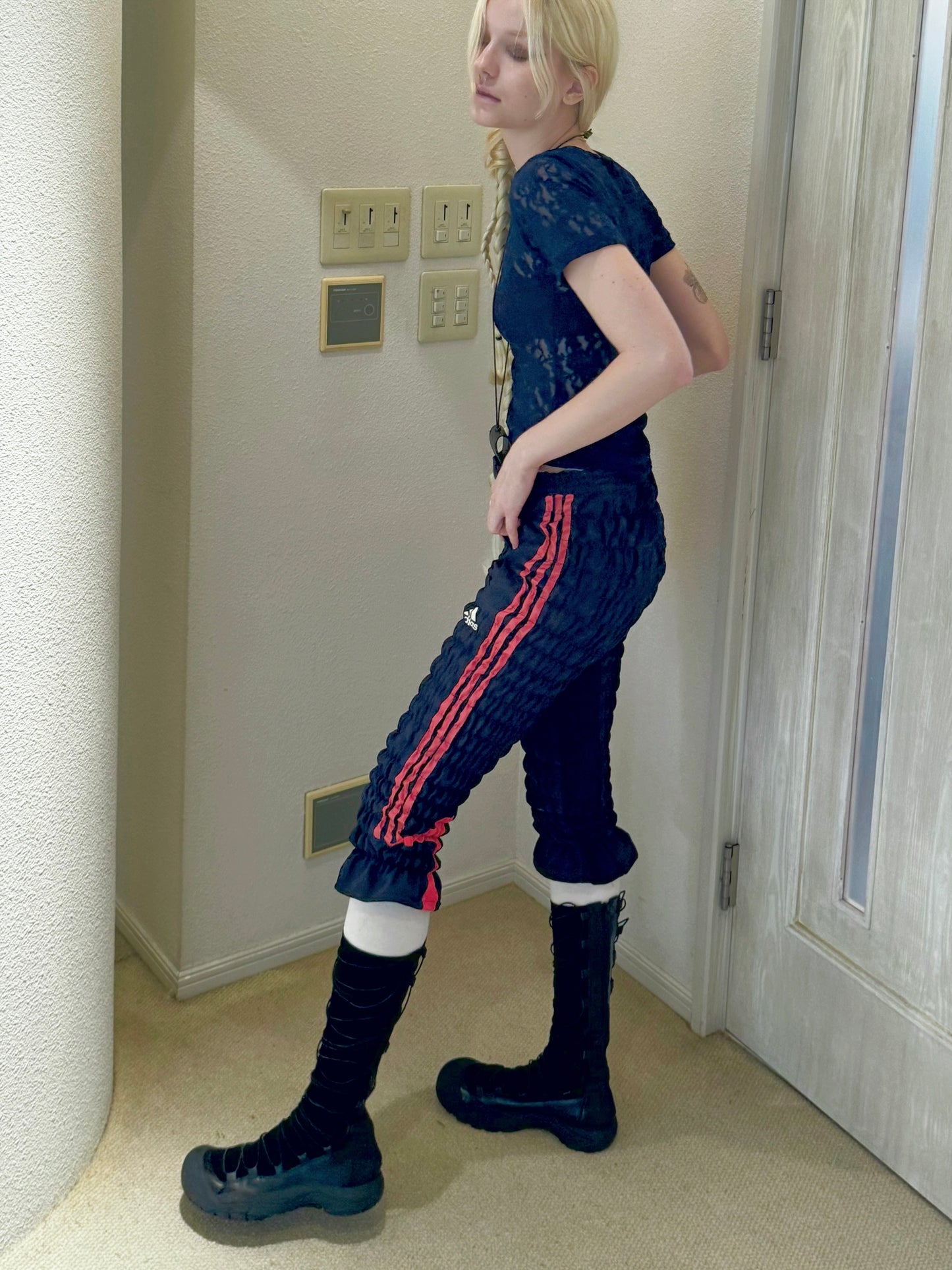 Gather jersey pants navy