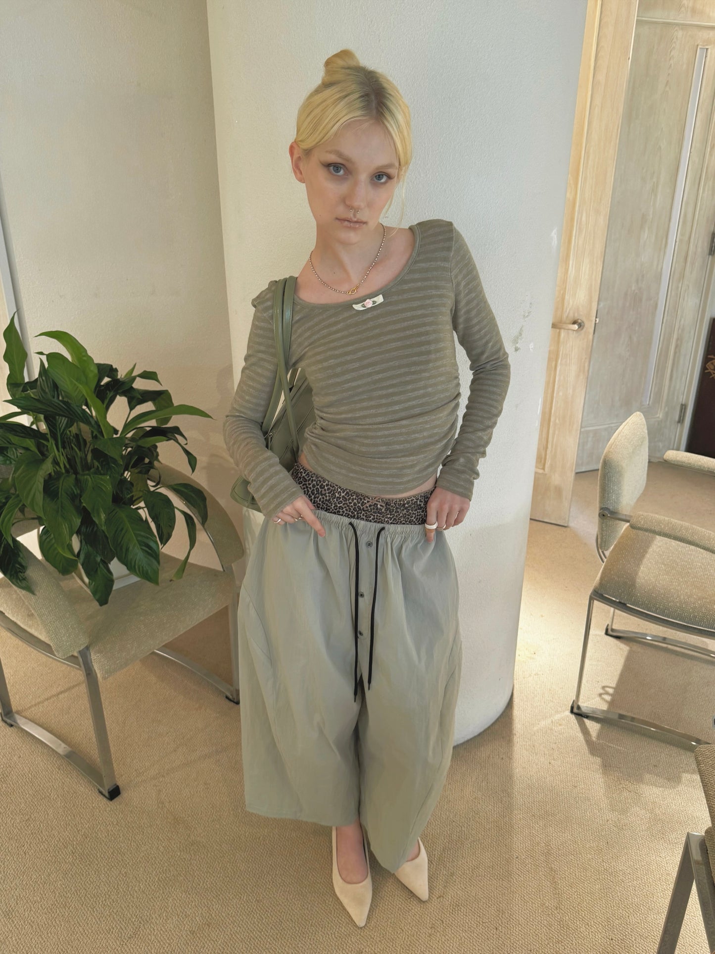 Leopard cotton pants