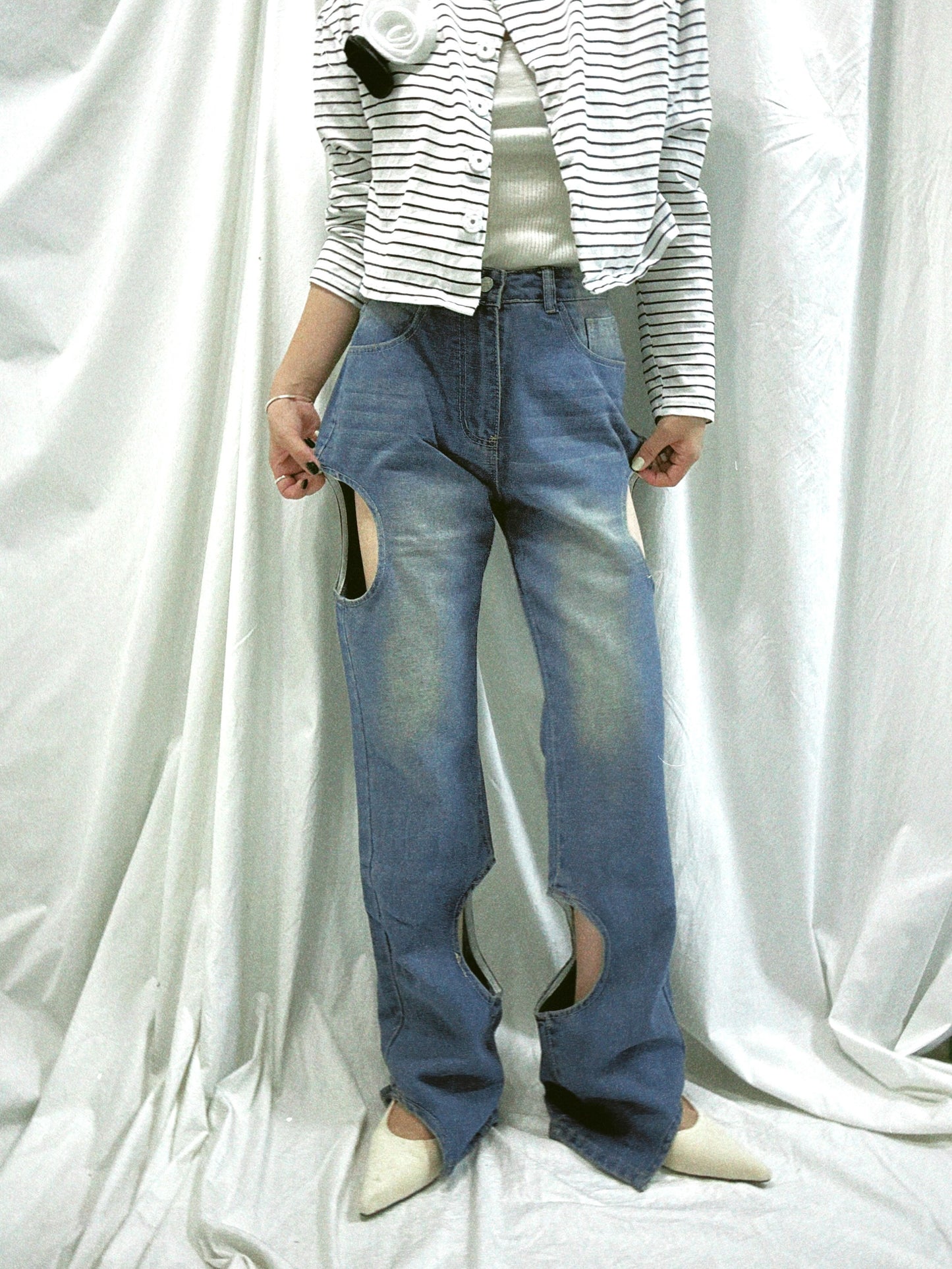 Cheese denim pants