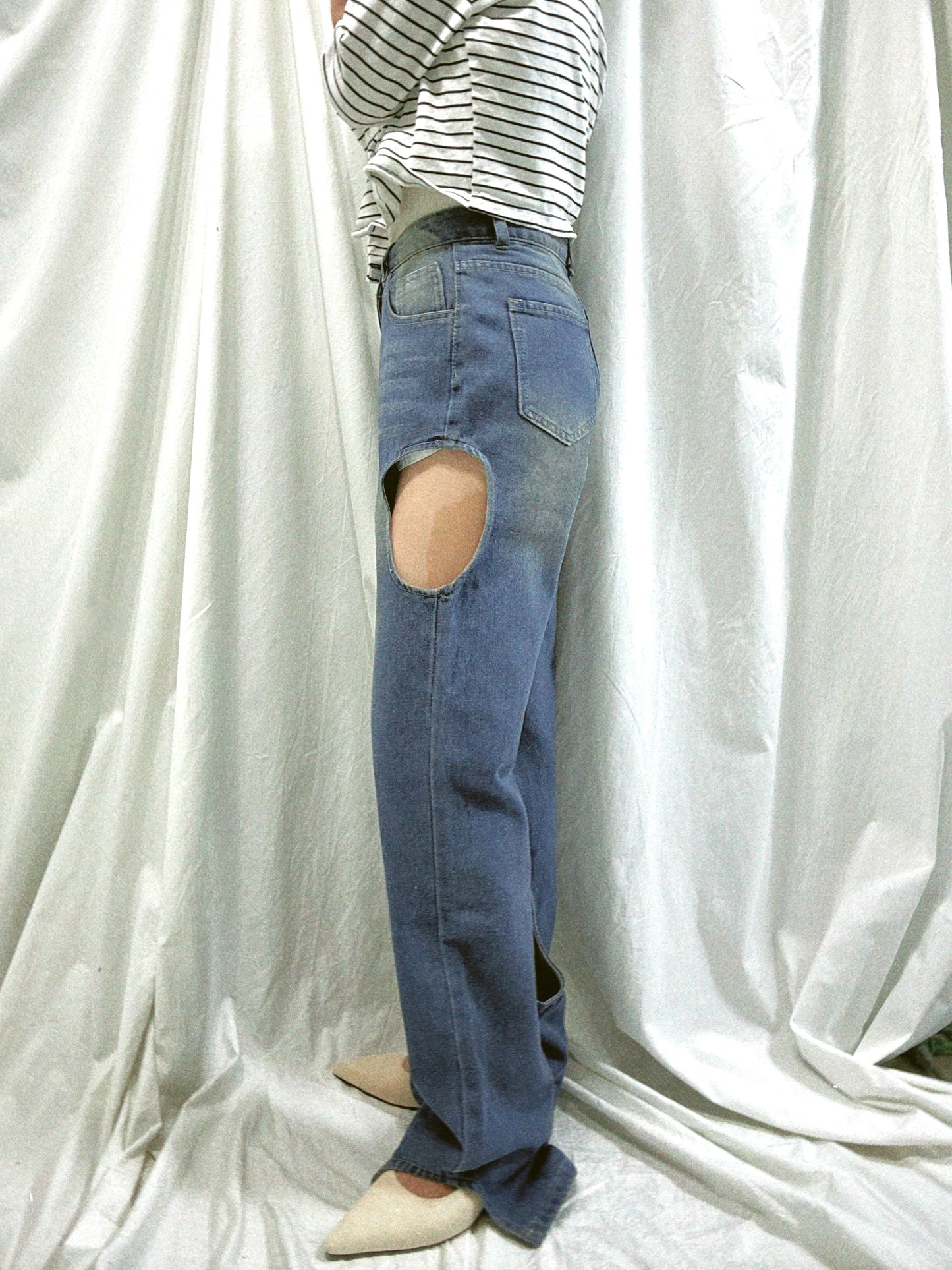 Cheese denim pants