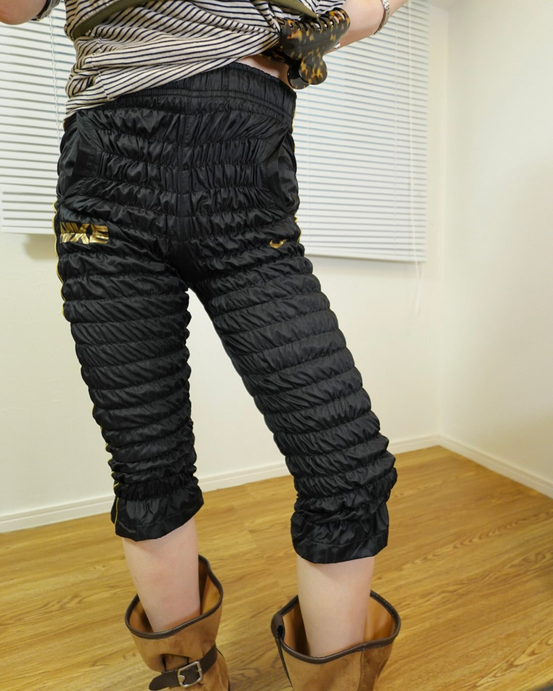 Gather jersey pants kuro a