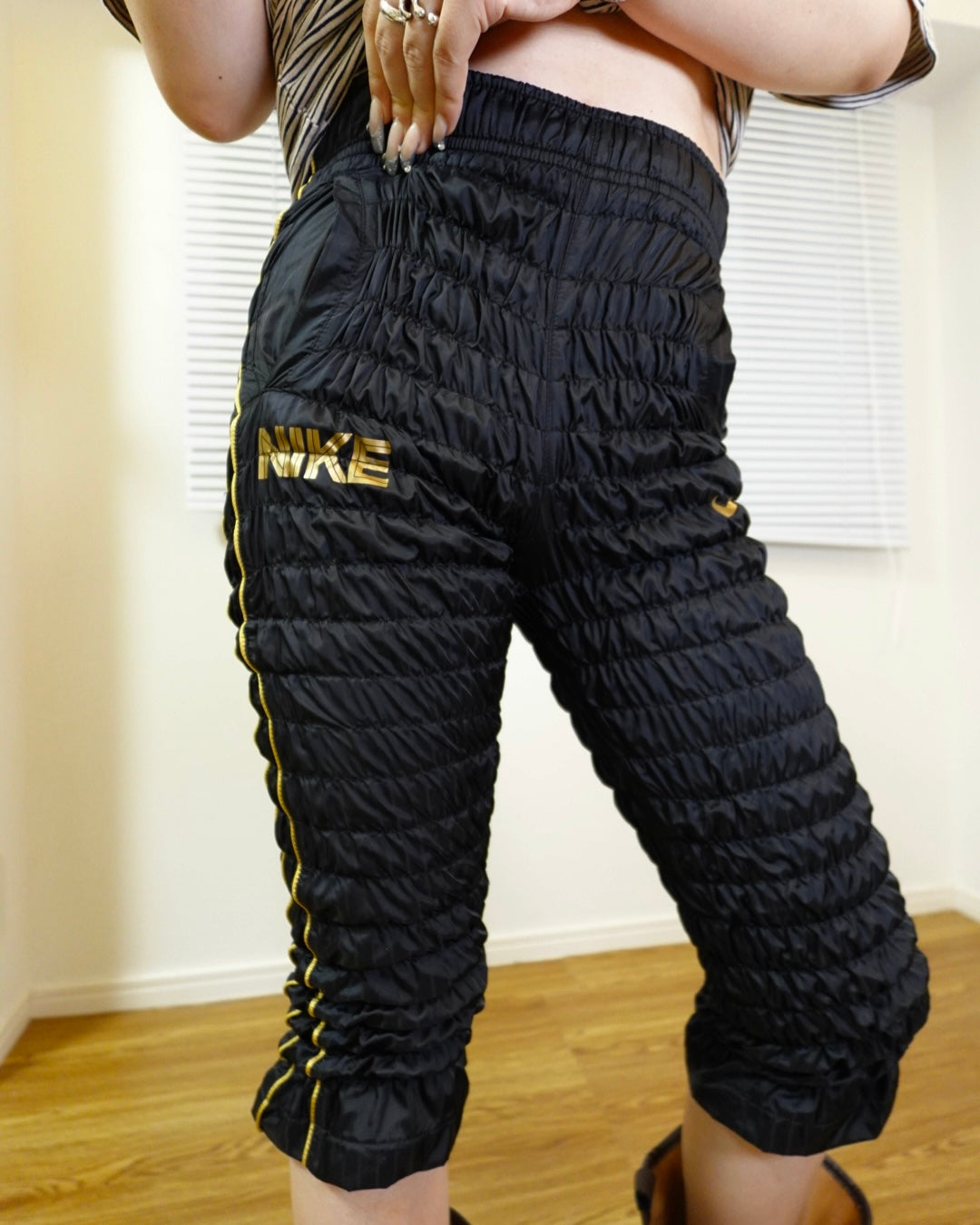 Gather jersey pants kuro a