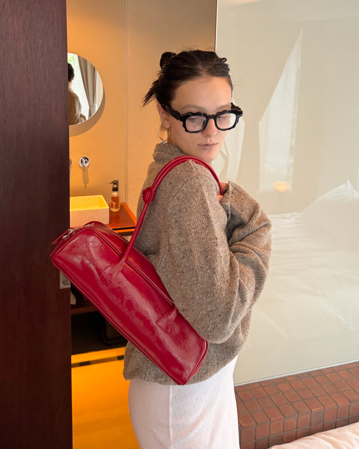 Leather french bread bag