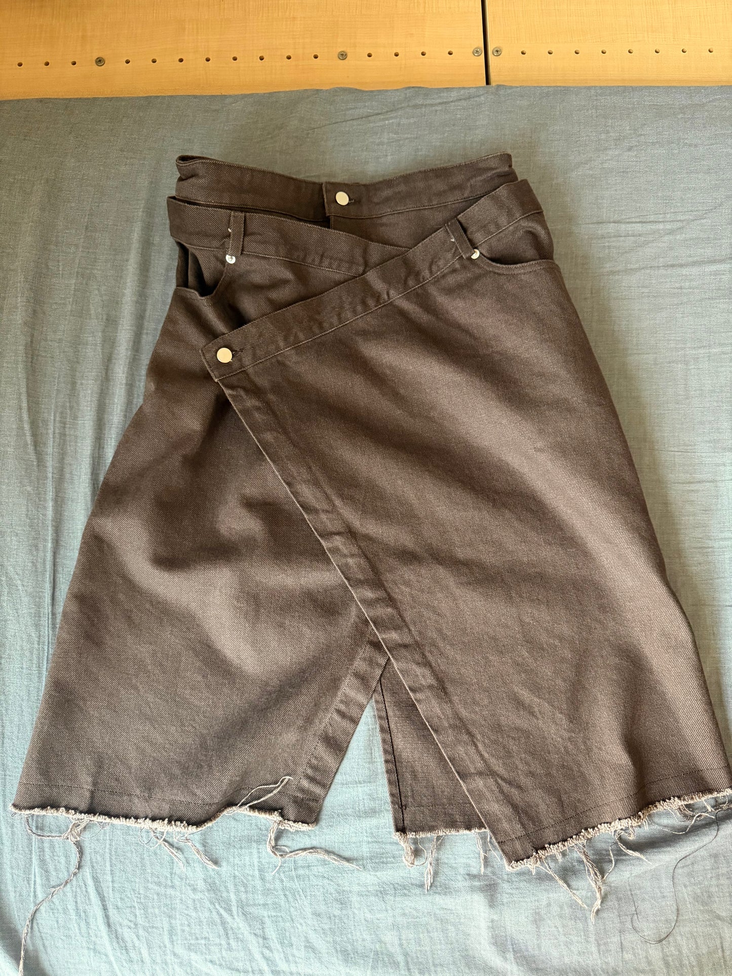 Denim wrap skirt