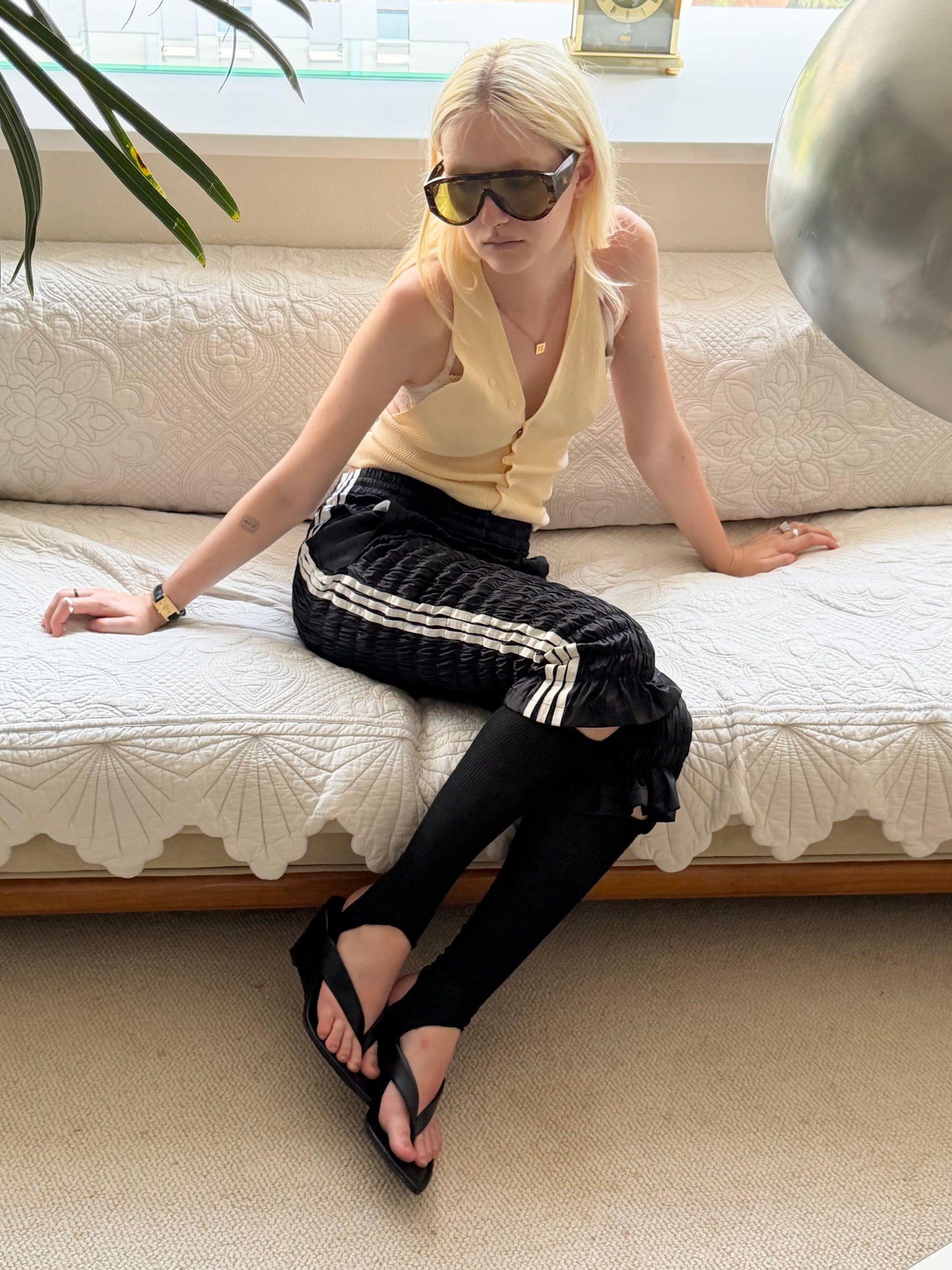 Gather jersey pants kuro b