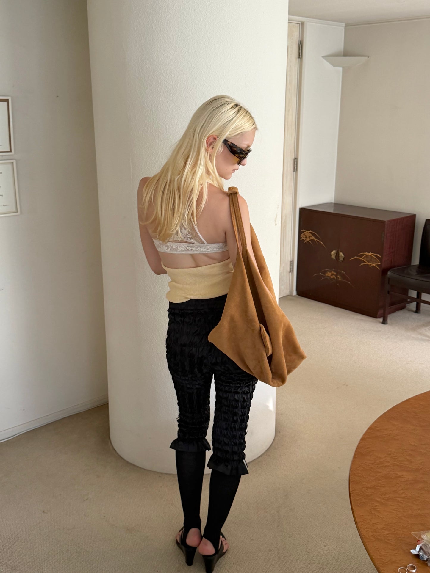 Gather jersey pants kuro b