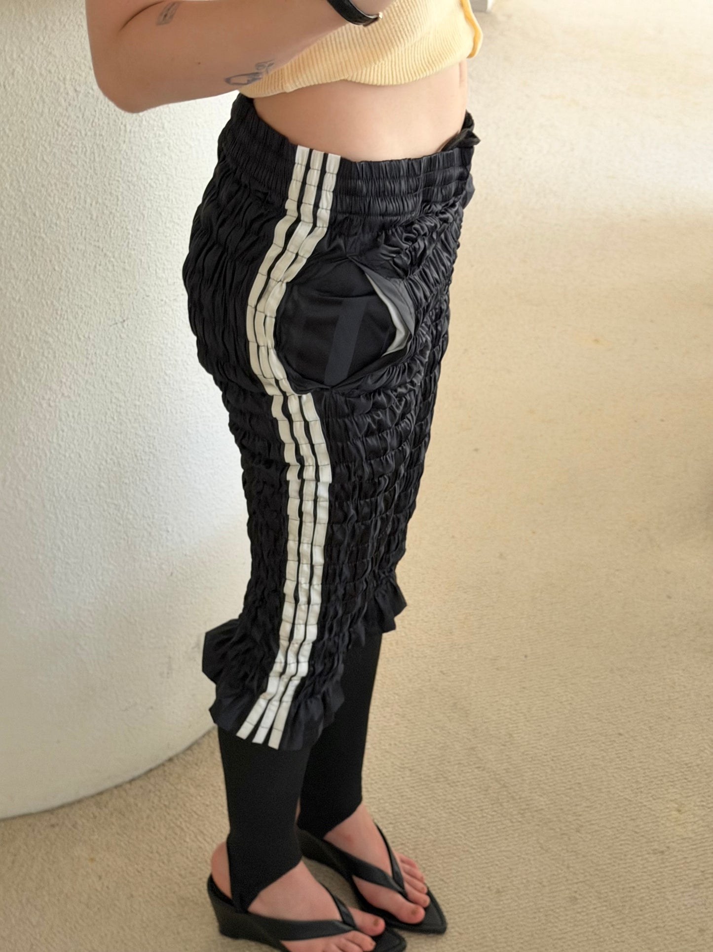 Gather jersey pants kuro b