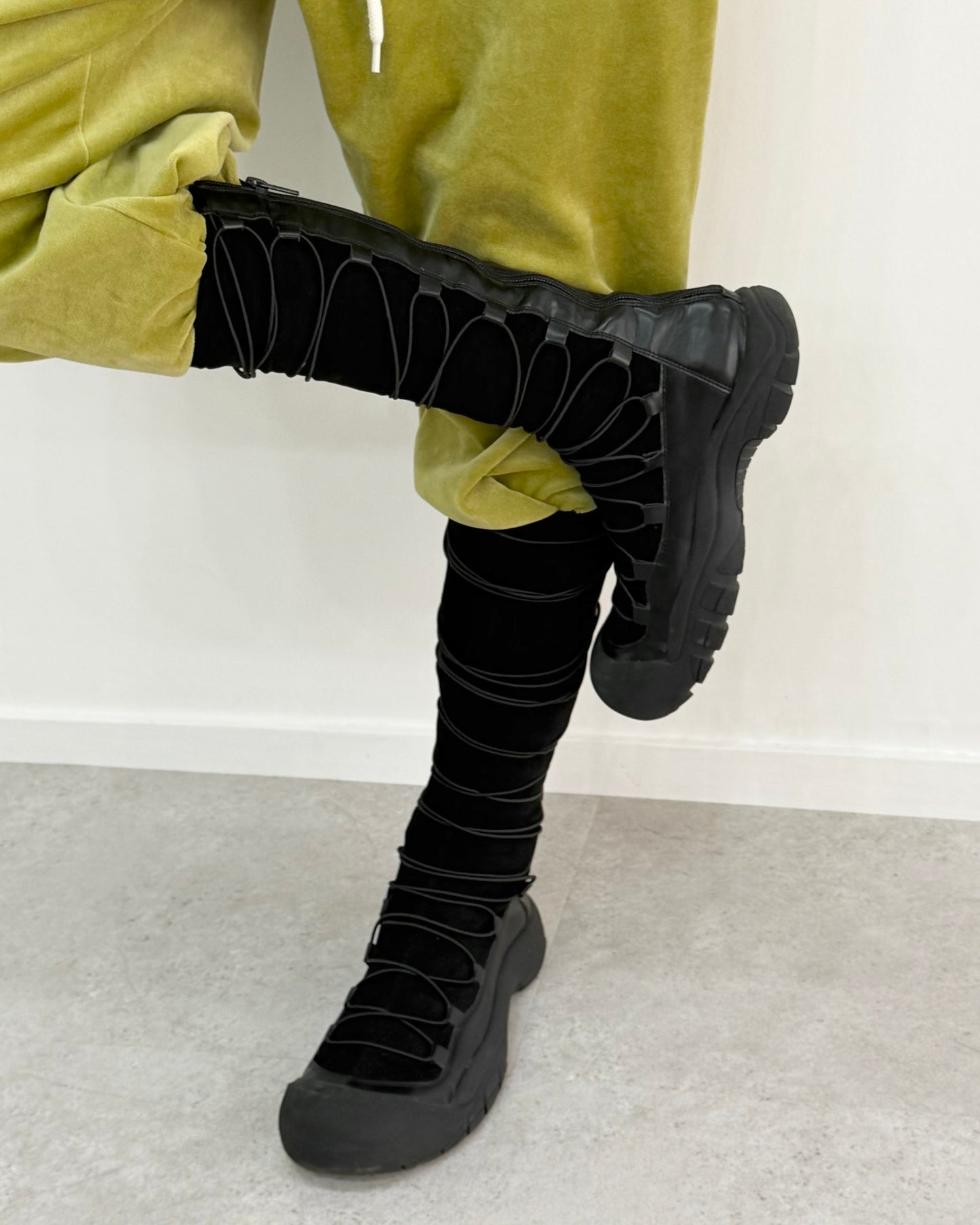 Lace up long boots
