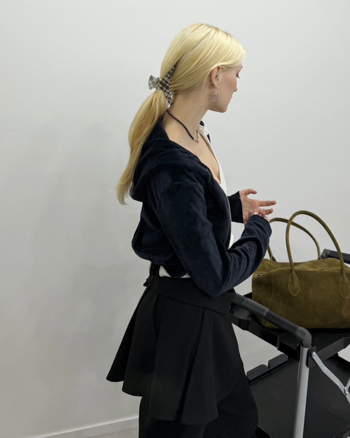 Velour compact hoodie