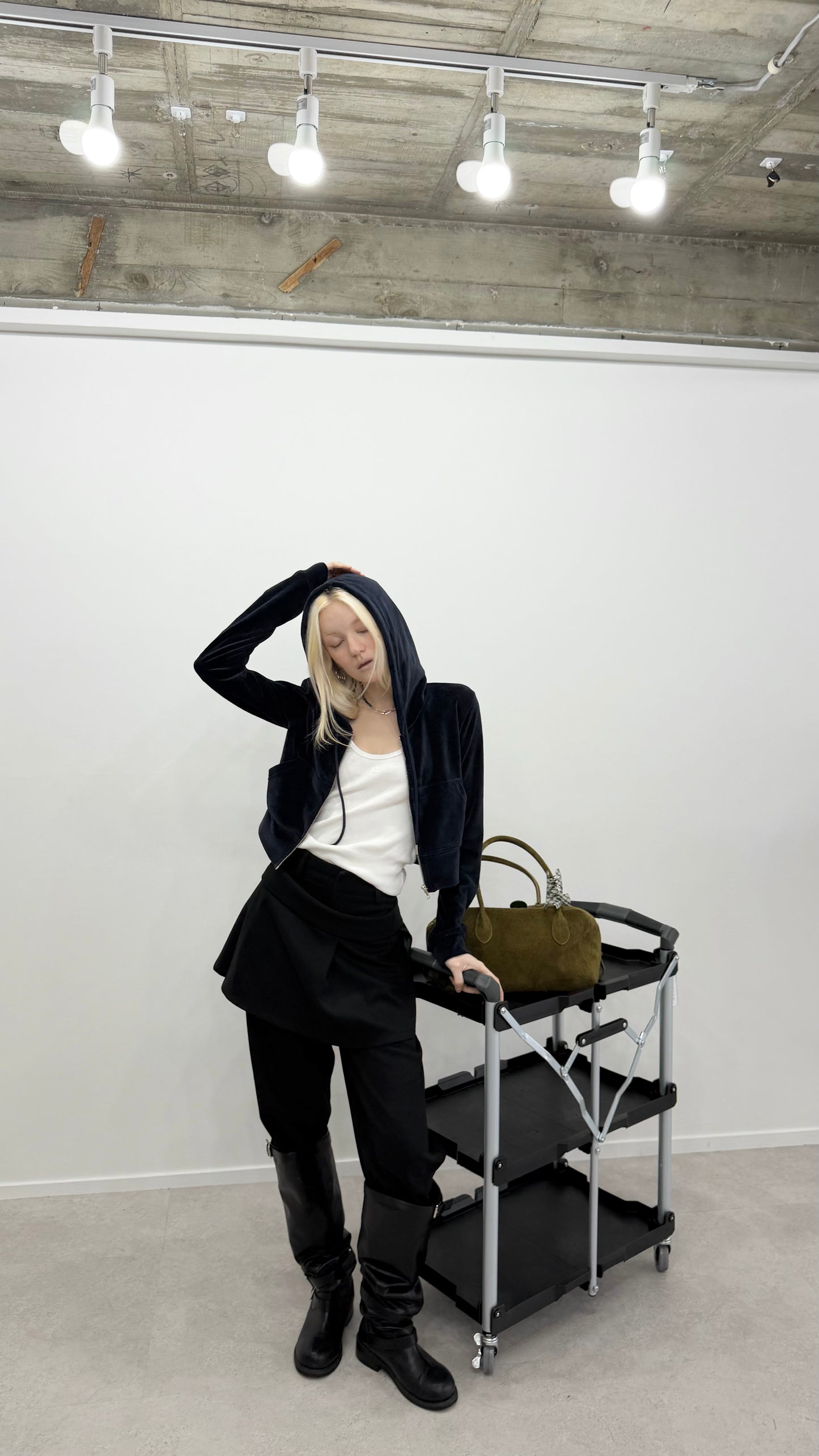 Velour compact hoodie