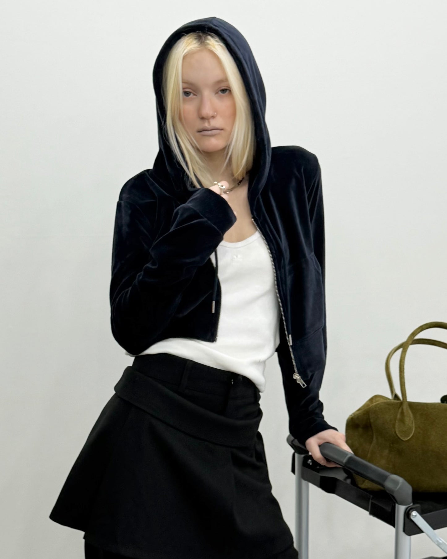 Velour compact hoodie