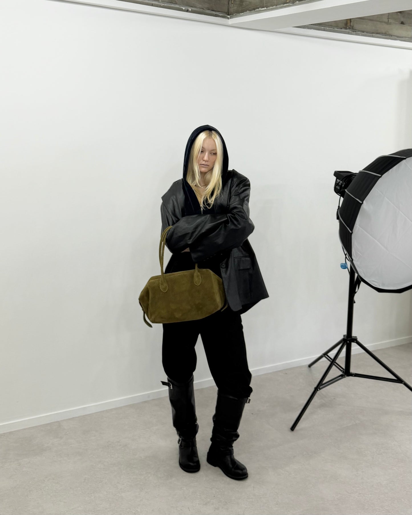 Oversized lether jacket