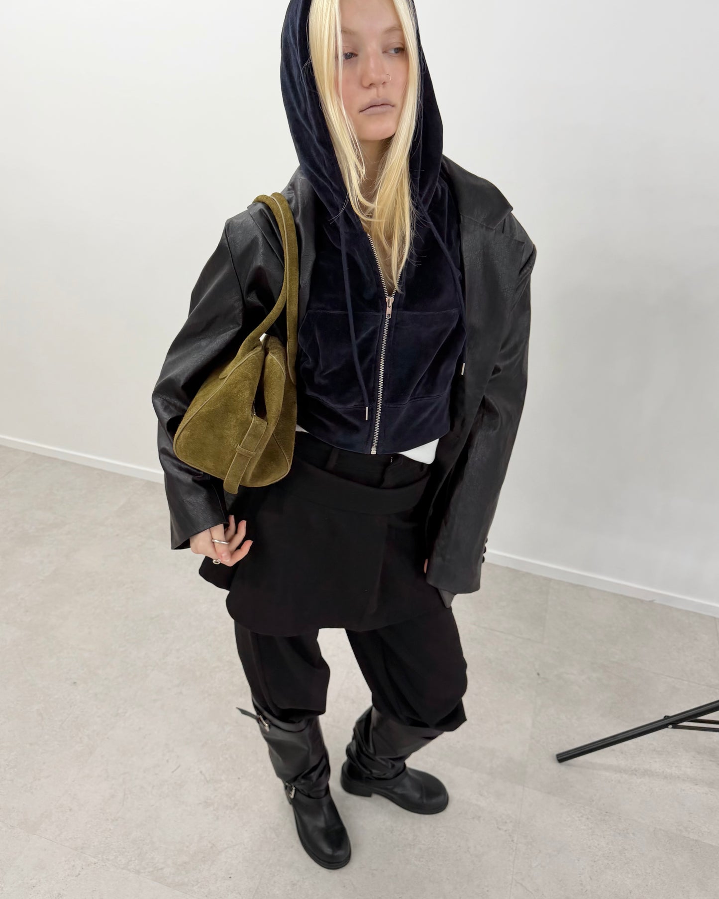 Velour compact hoodie