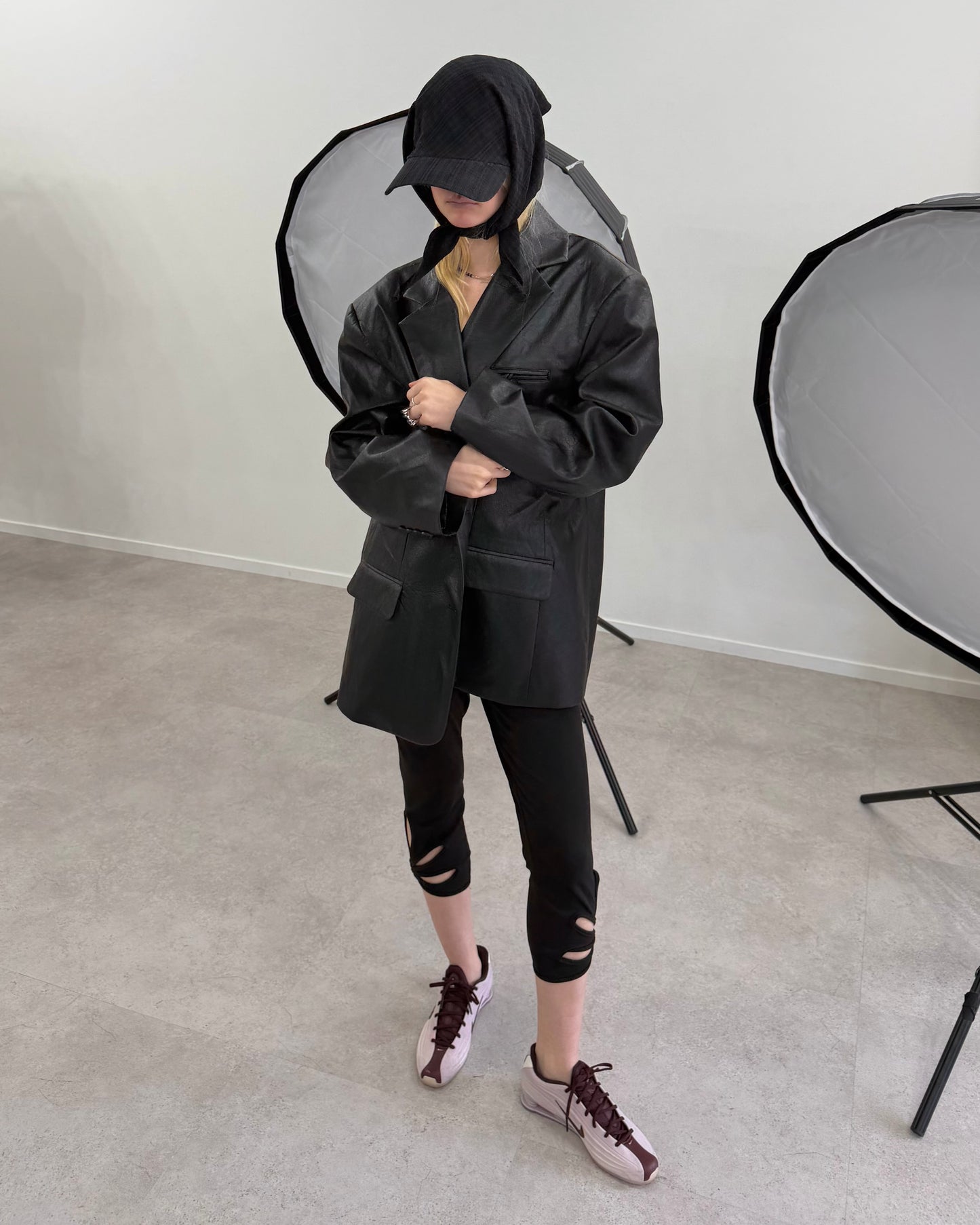 Oversized lether jacket