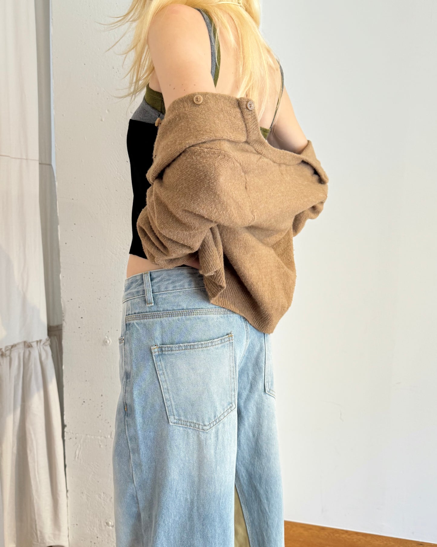 Bicolor denim pants