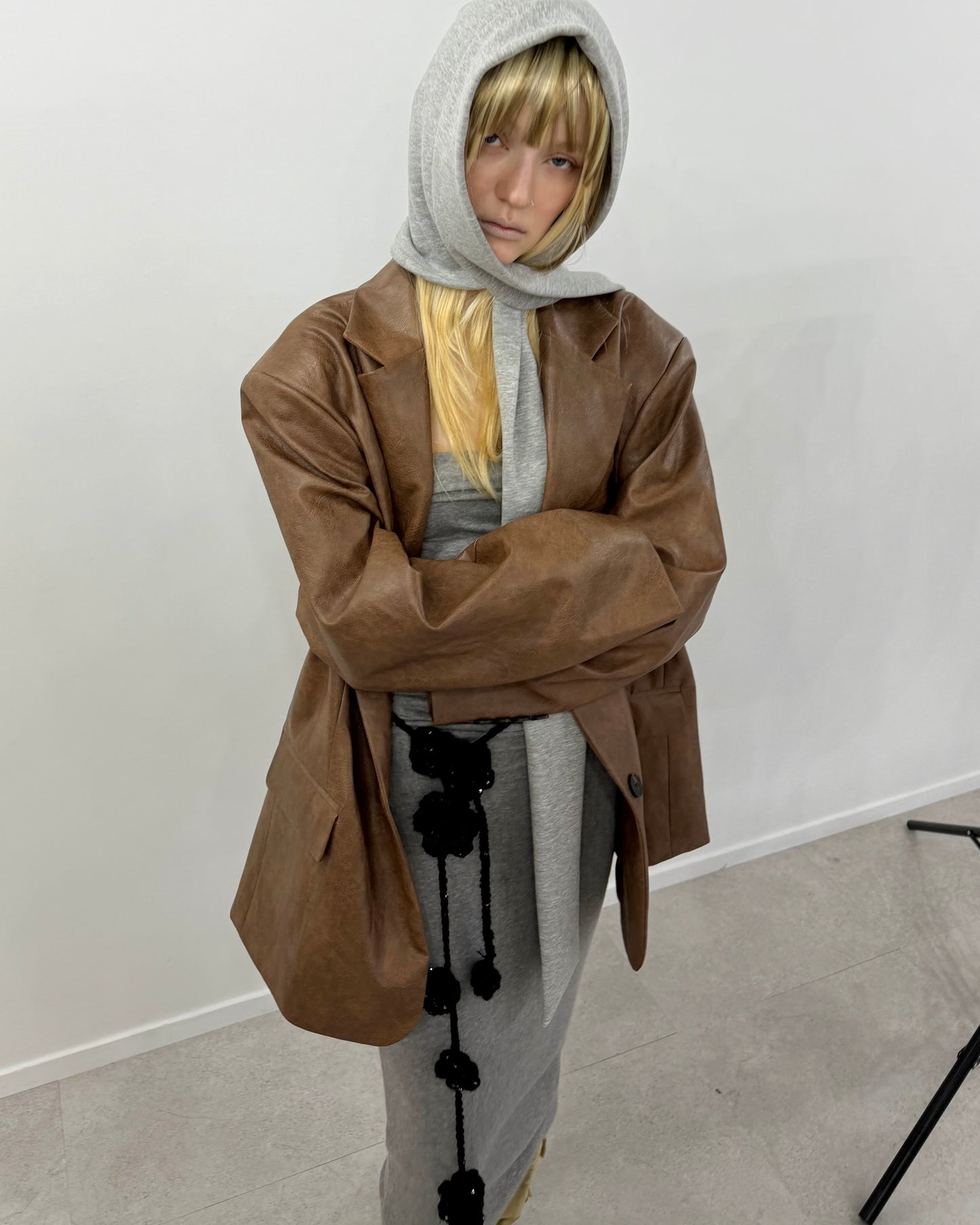 Oversized lether jacket