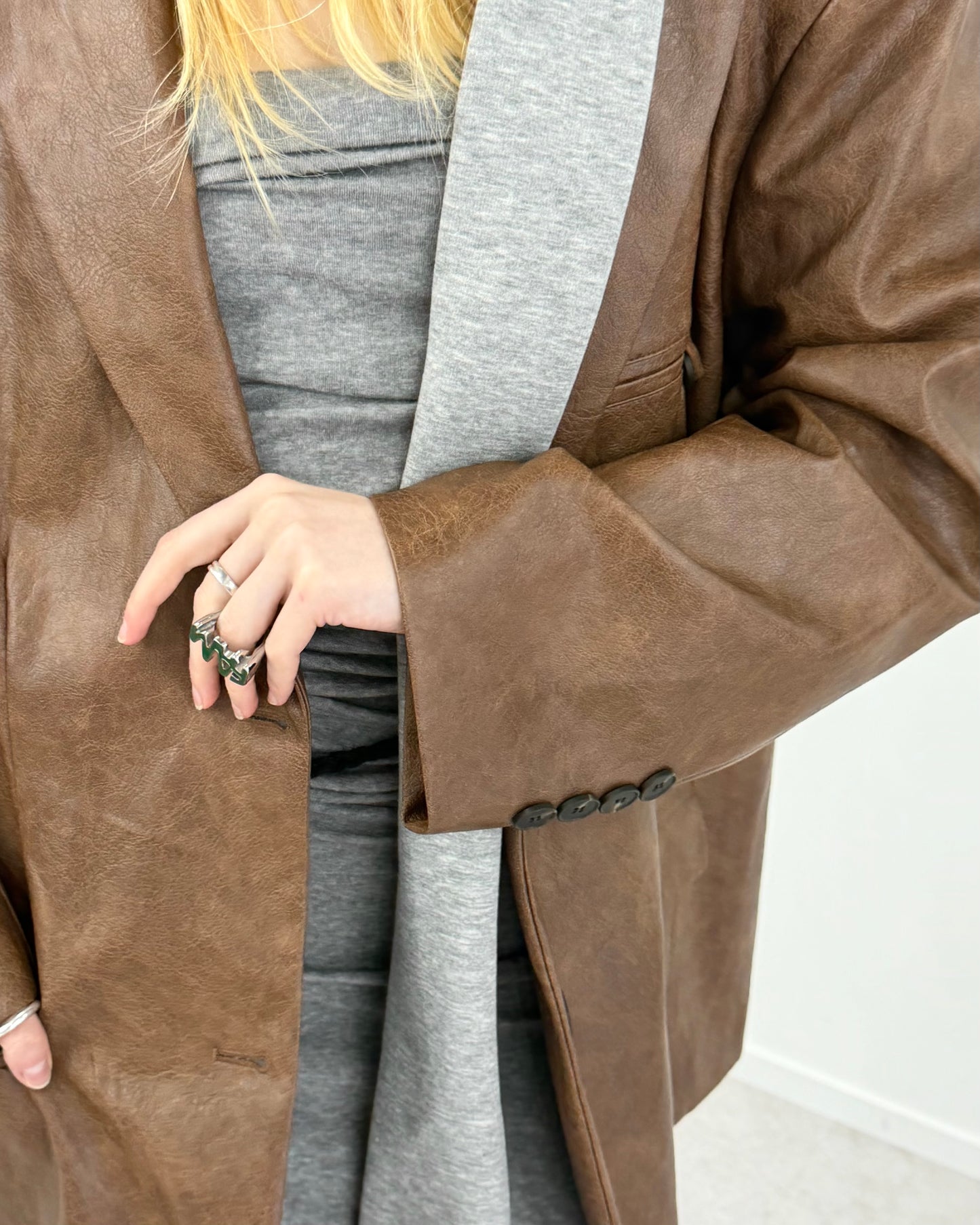 Oversized lether jacket