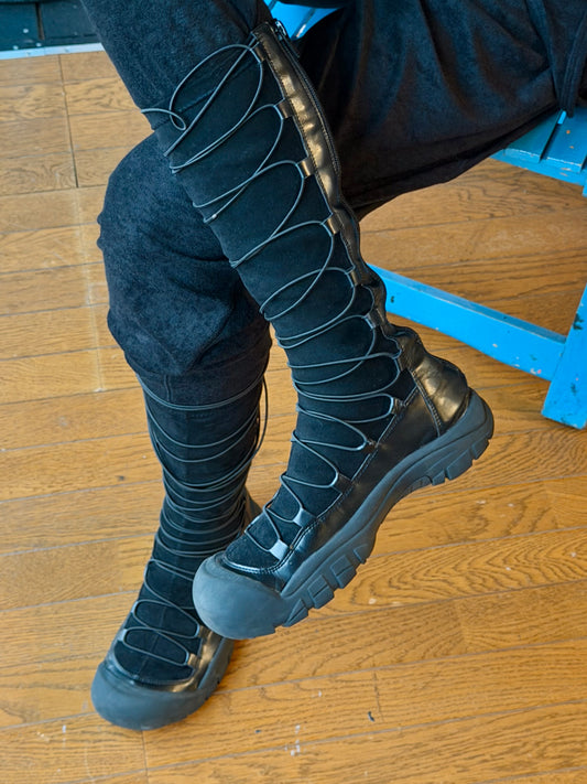 Lace up long boots