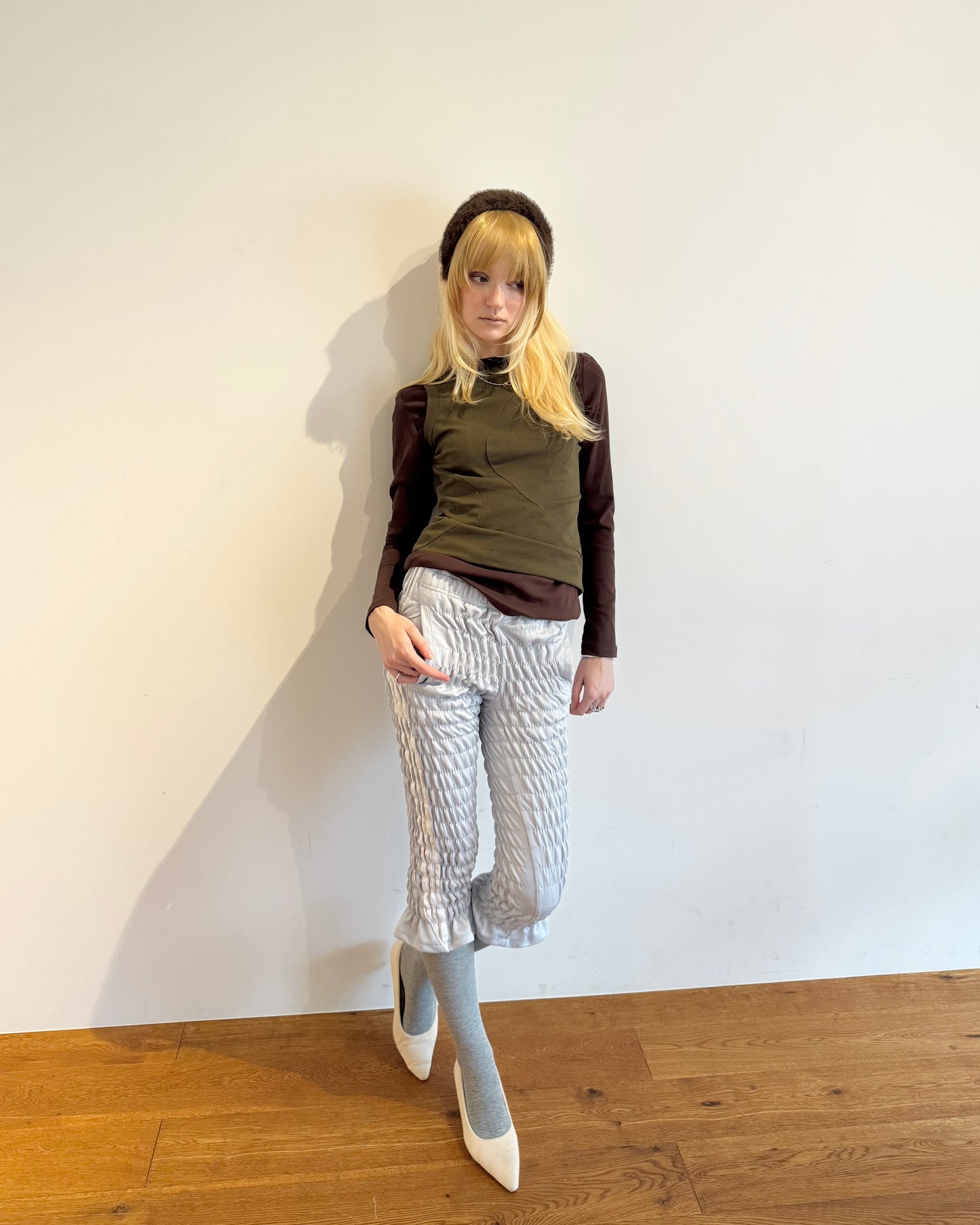 Gather jersey pants gray