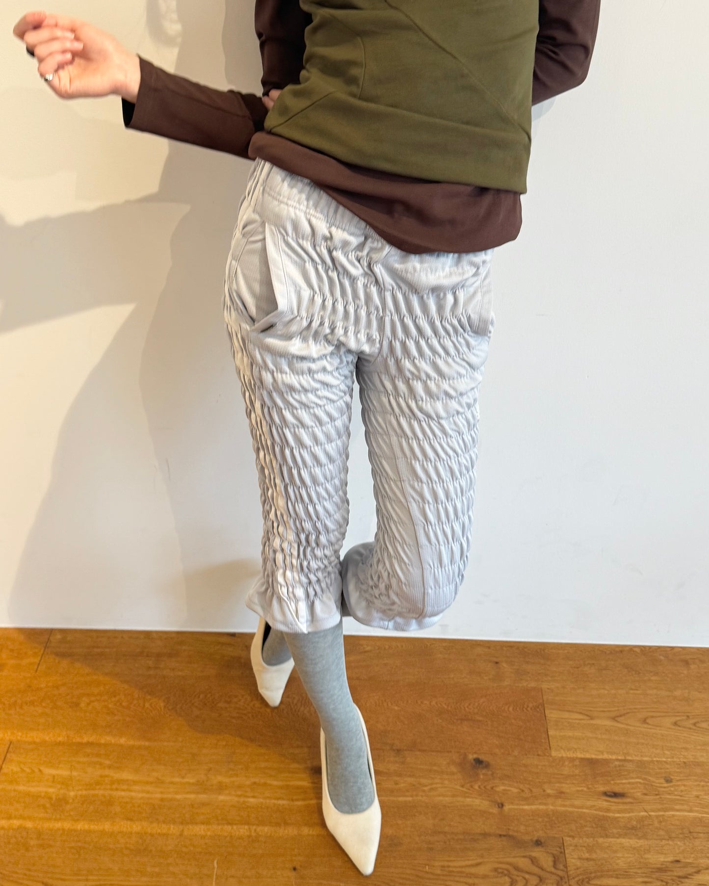 Gather jersey pants gray