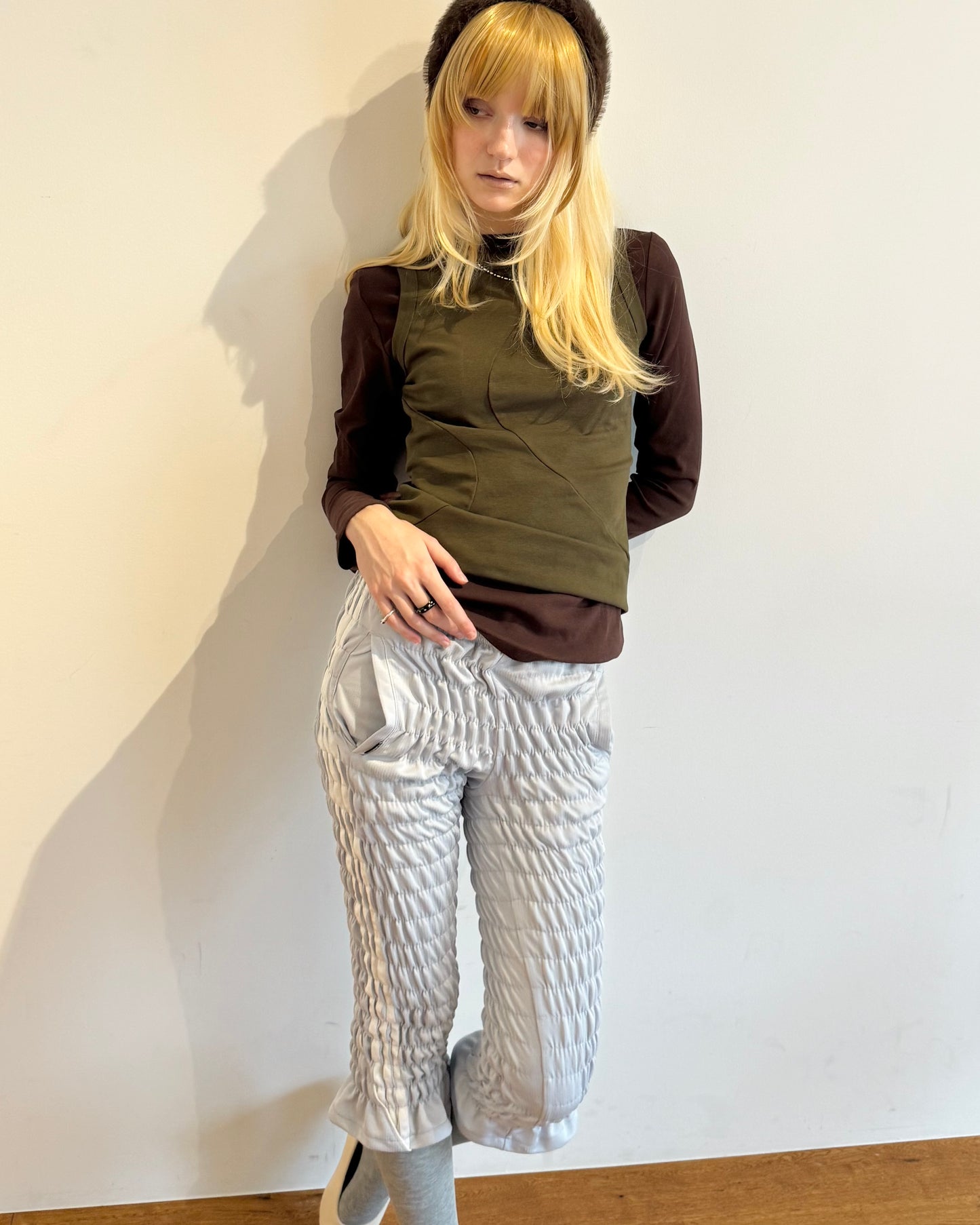 Gather jersey pants gray