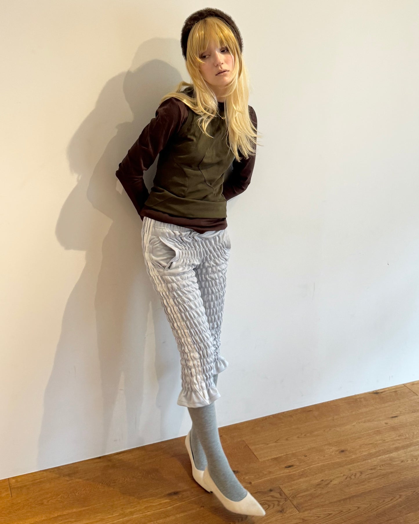 Gather jersey pants gray