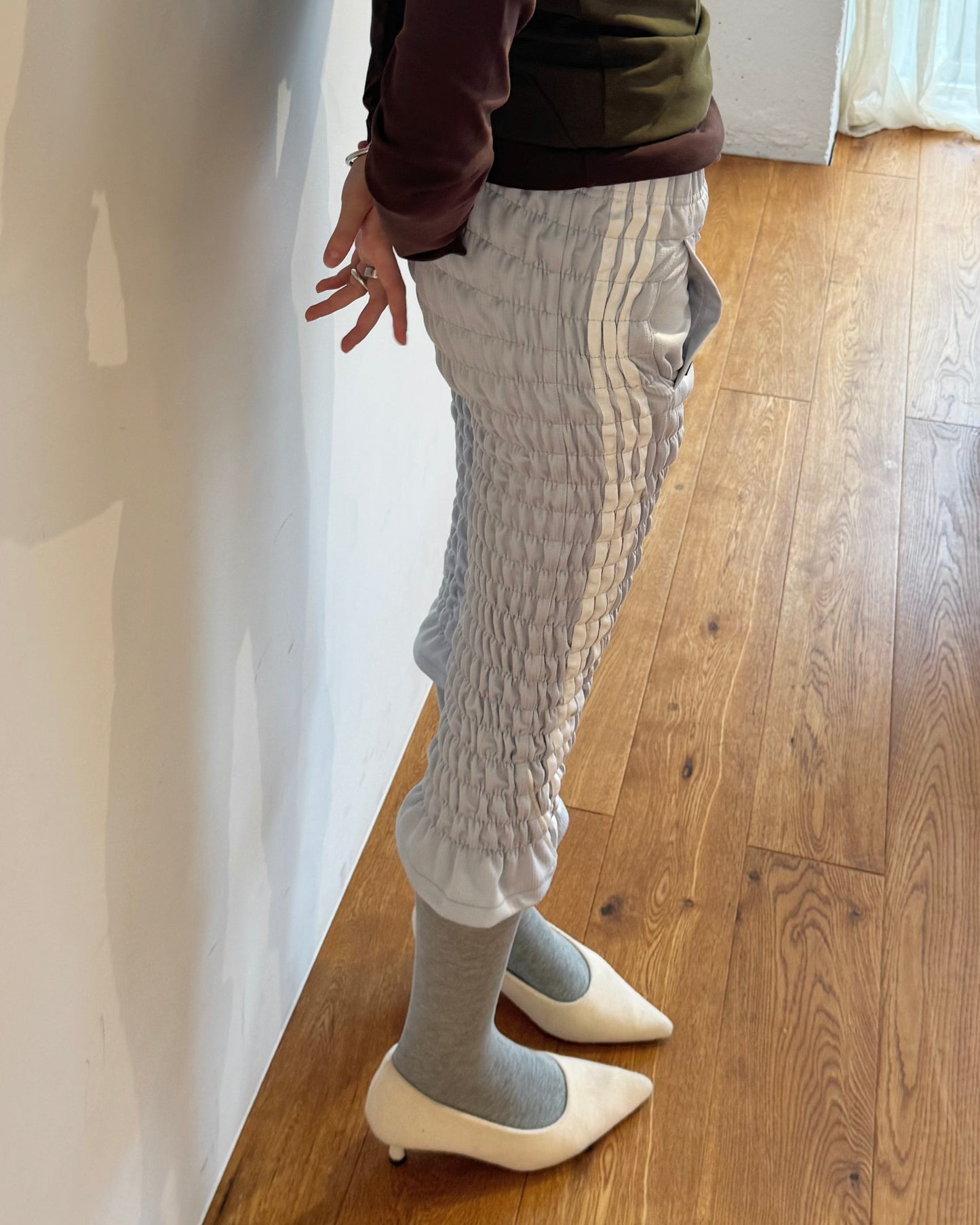 Gather jersey pants gray