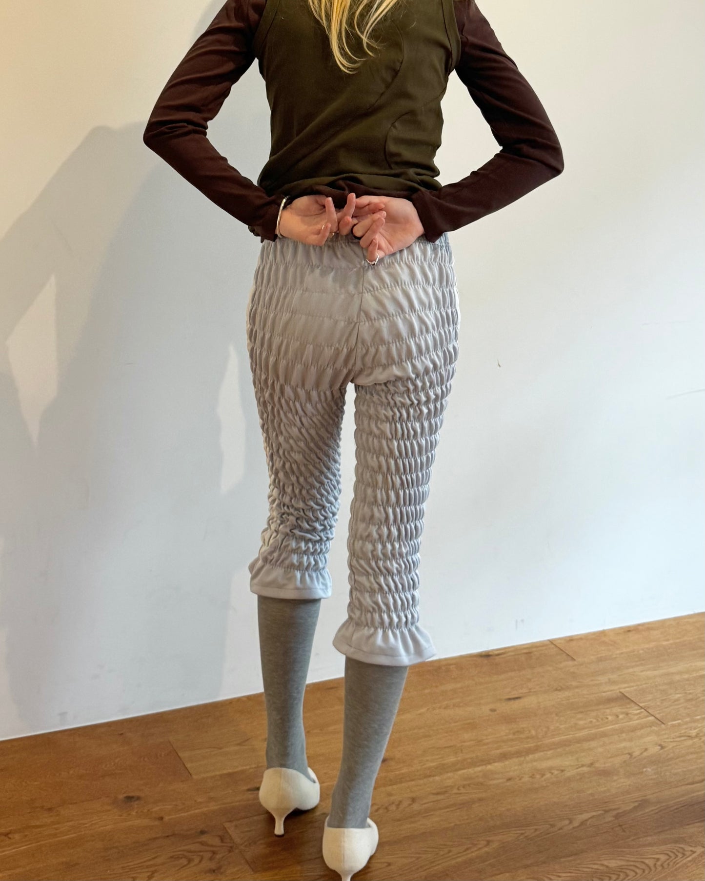 Gather jersey pants gray