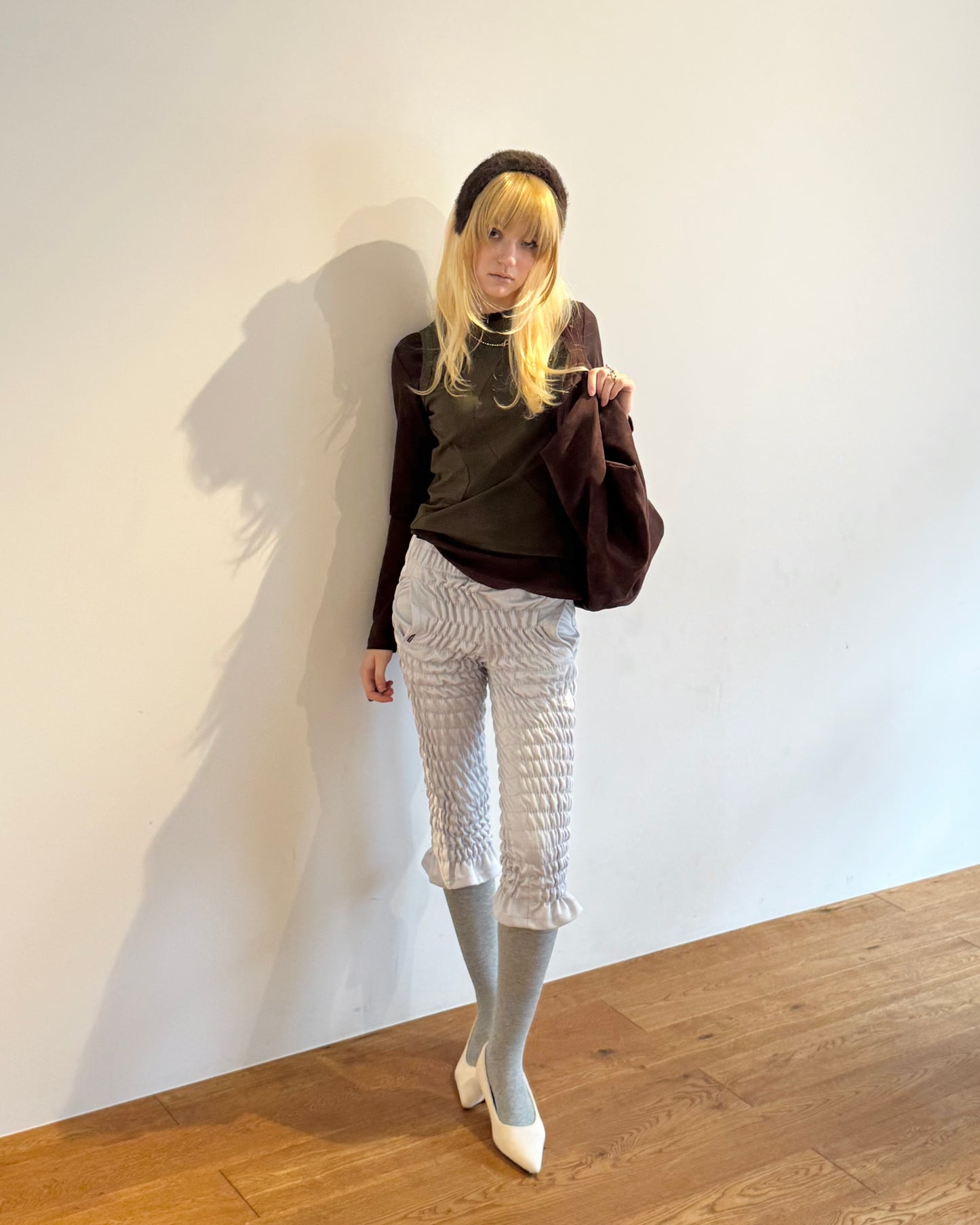 Gather jersey pants gray