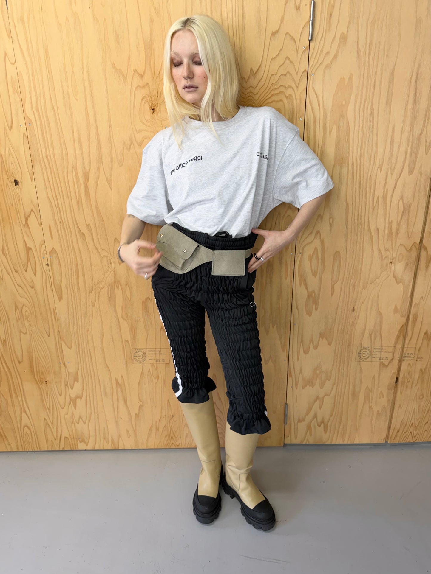 Gather jersey pants dark