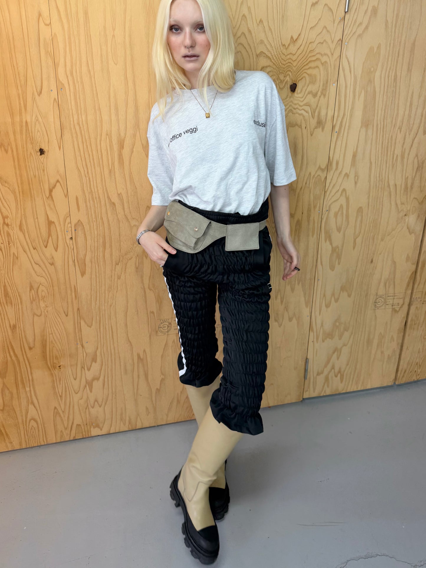 Gather jersey pants dark
