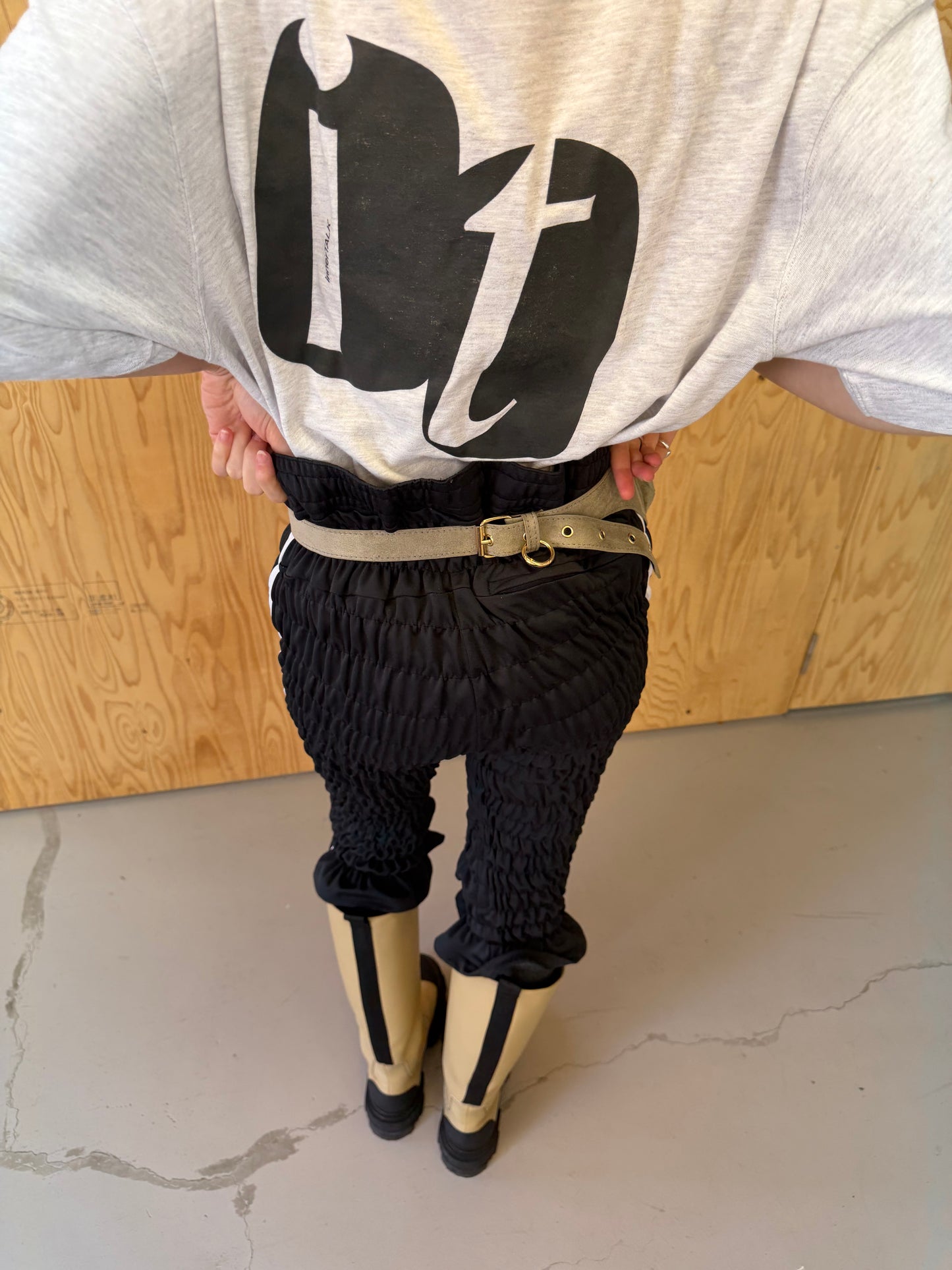 Gather jersey pants dark