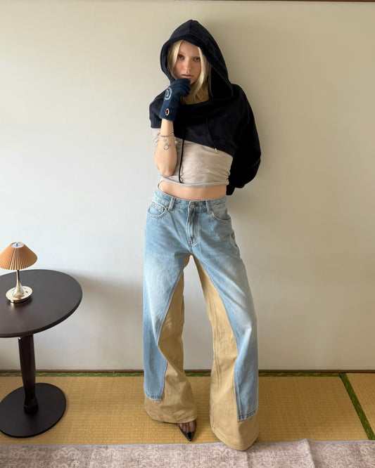 Bicolor denim pants